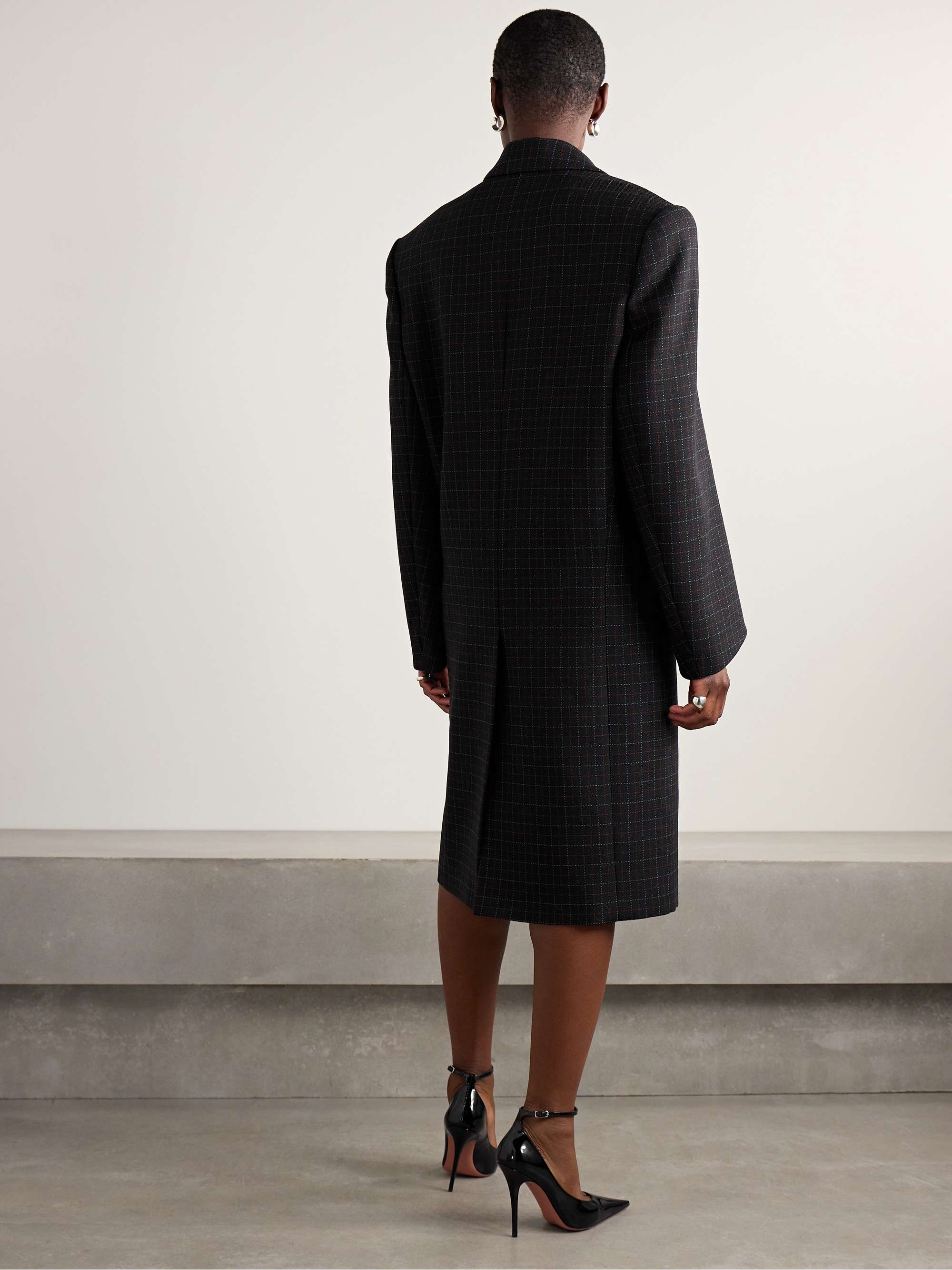 Double-breasted checked wool coat view