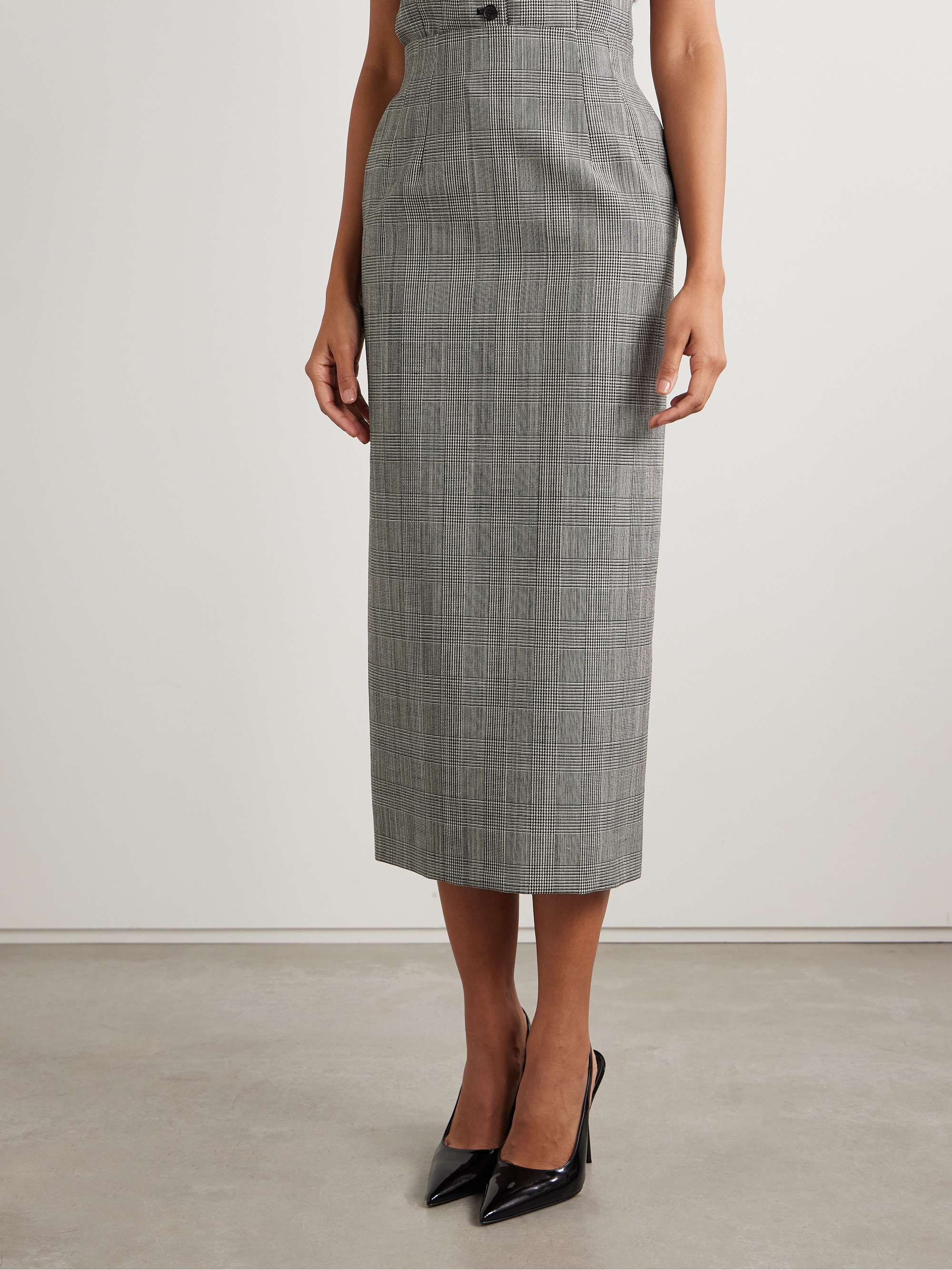 Prince of Wales checked wool midi skirt view