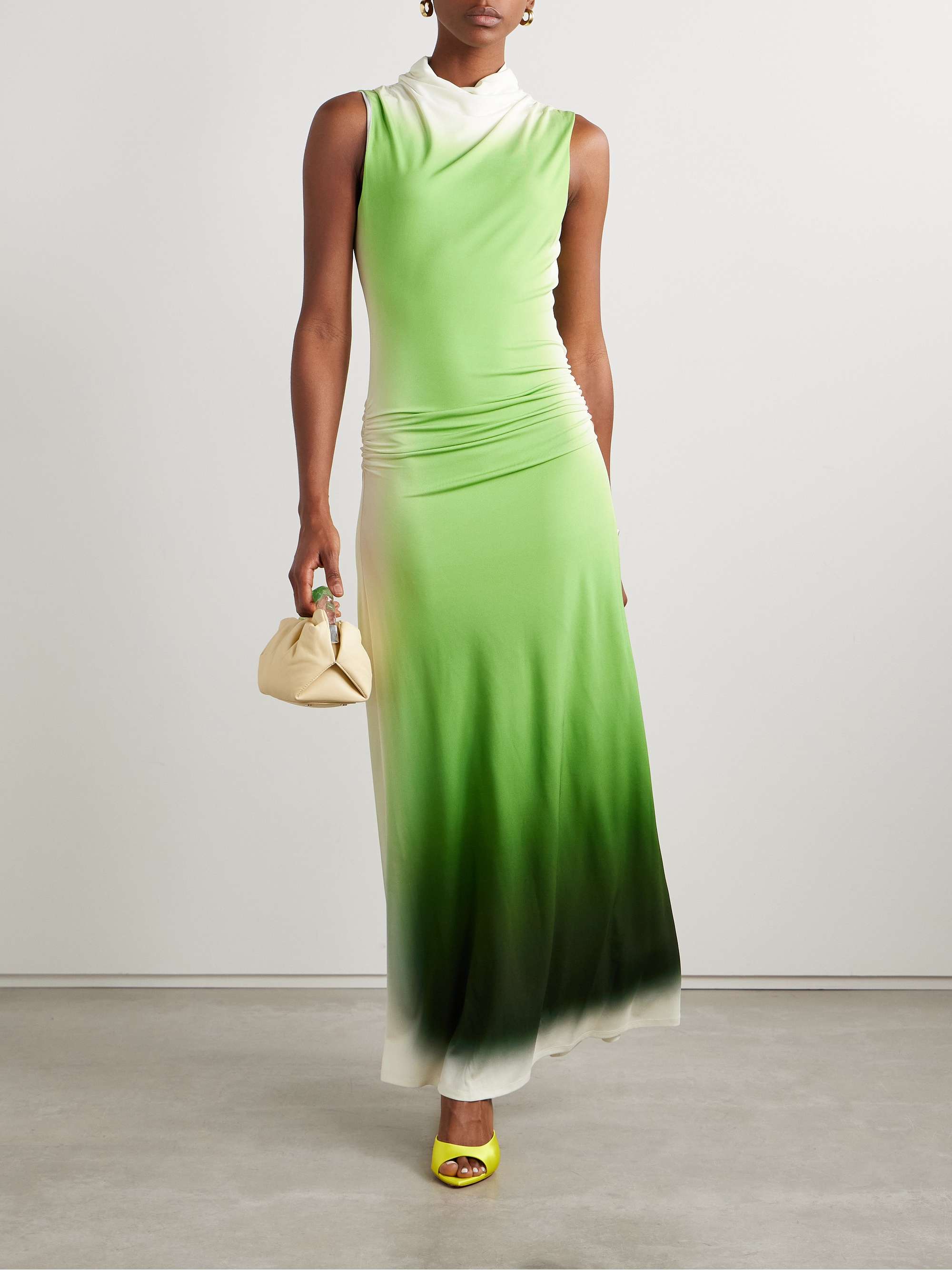 Aldina ruched ombré stretch-jersey turtleneck maxi dress view
