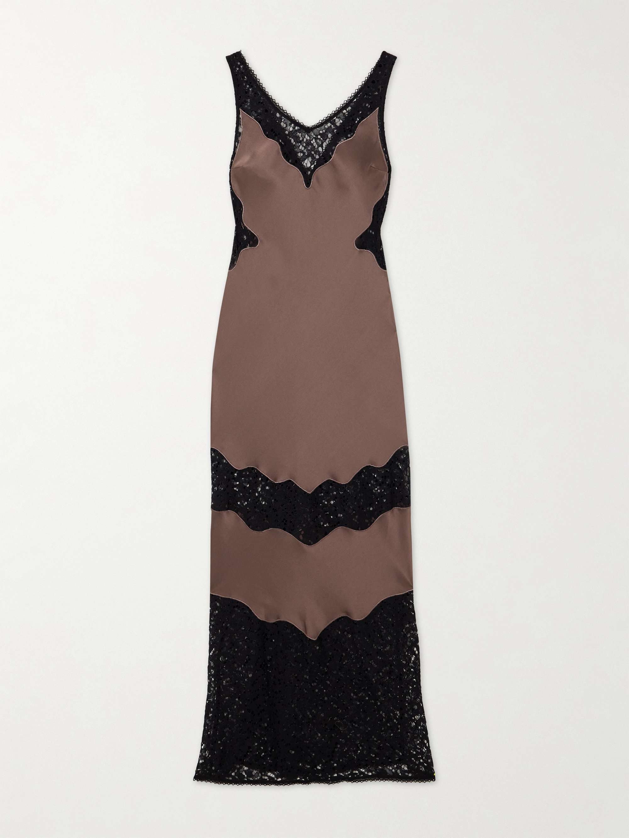 Lace-paneled satin-crepe maxi dress view