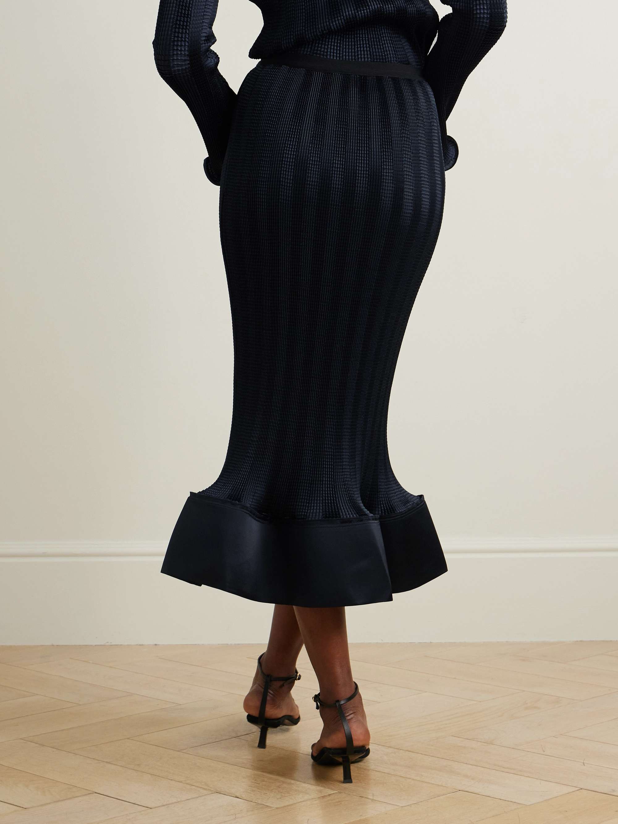 Hollis shirred satin midi skirt view