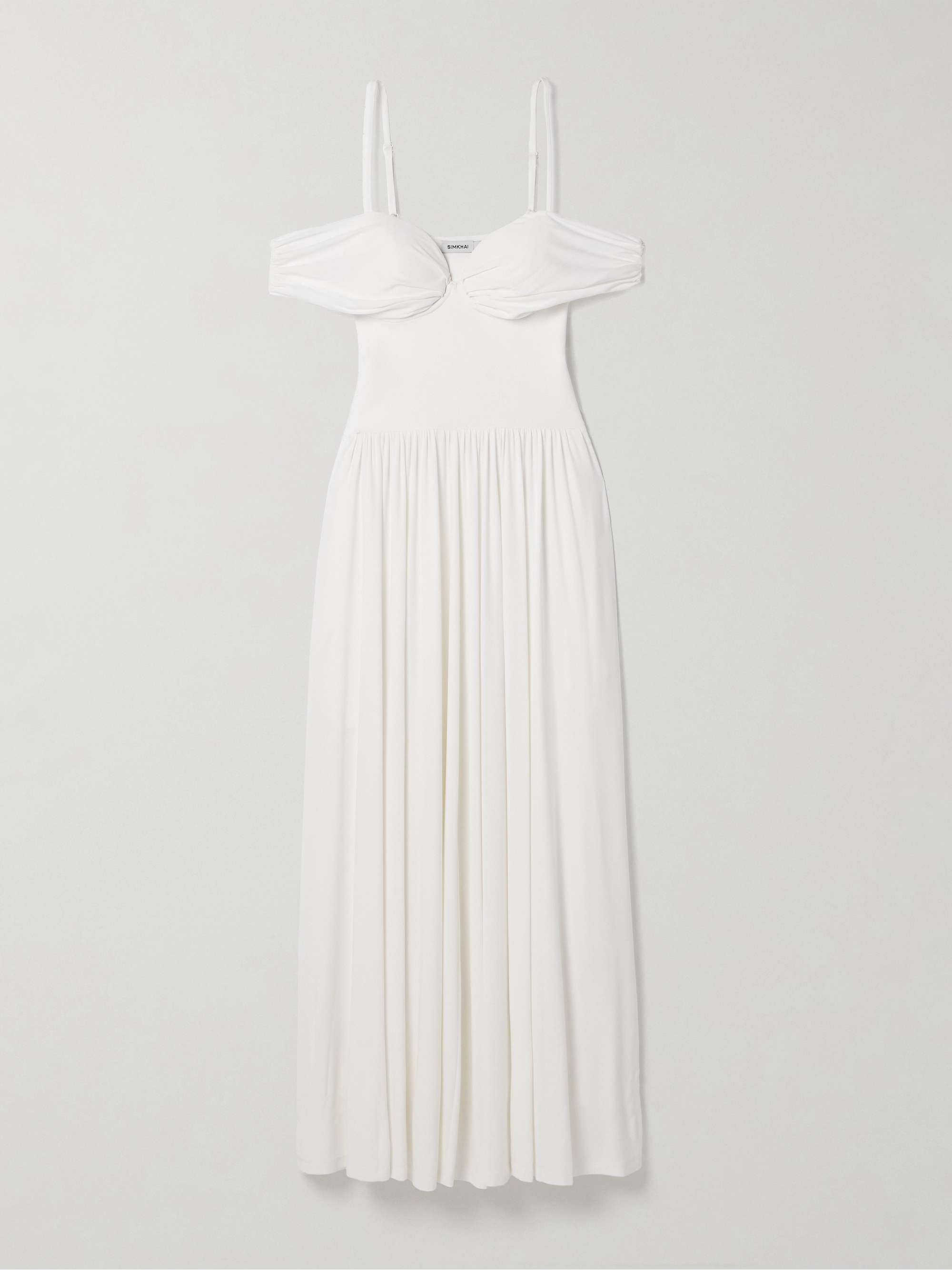 Amarantha cold-shoulder pleated stretch-jersey and knit gown view