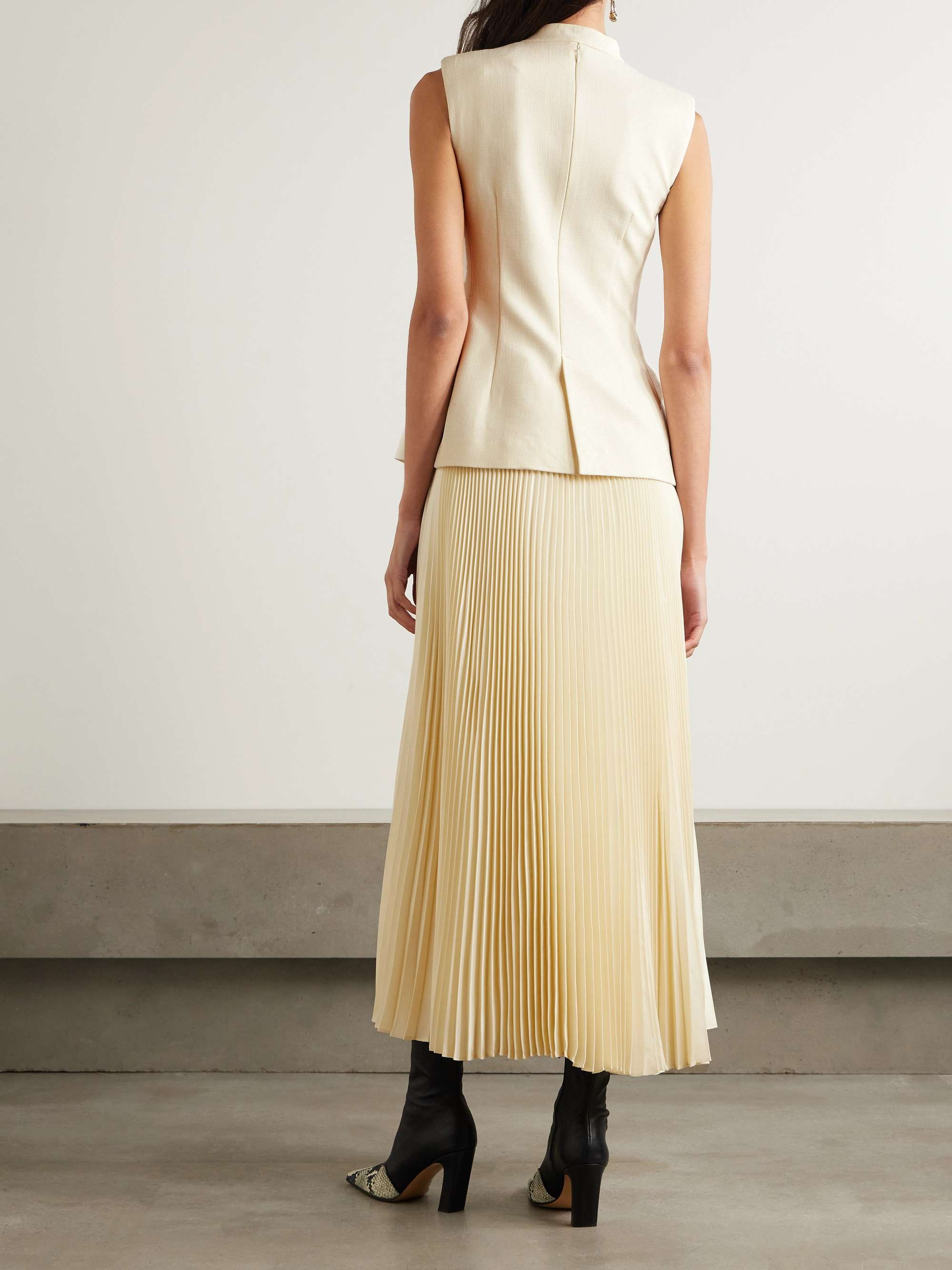 Georgina bouclé and pleated satin-twill midi dress view