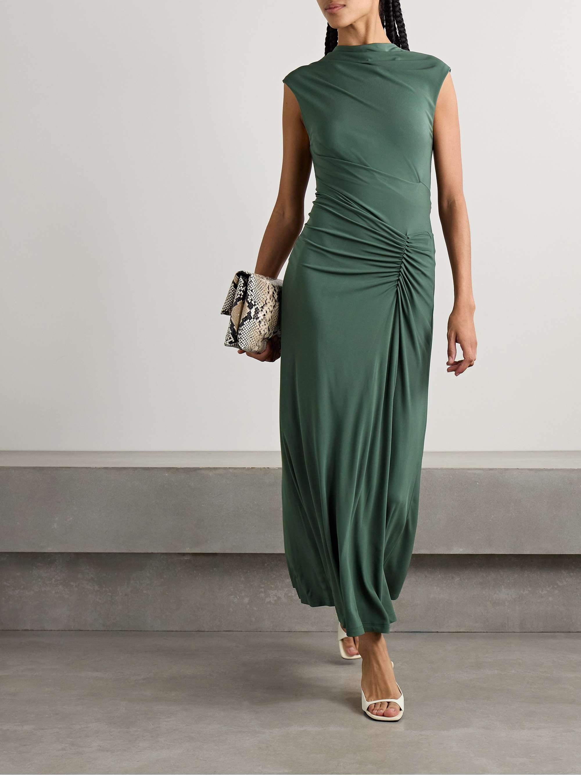 Acacia draped ruched stretch-jersey midi dress view