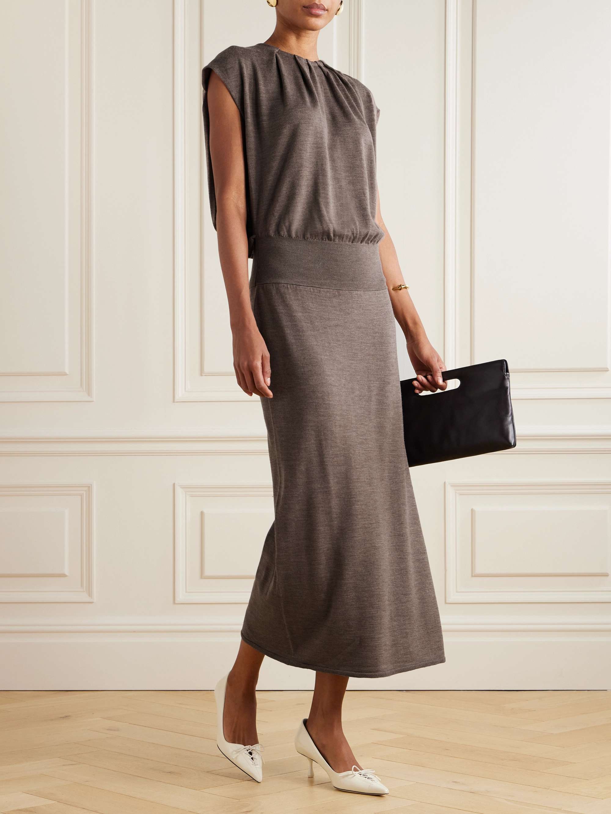 Xion gathered merino wool midi dress view