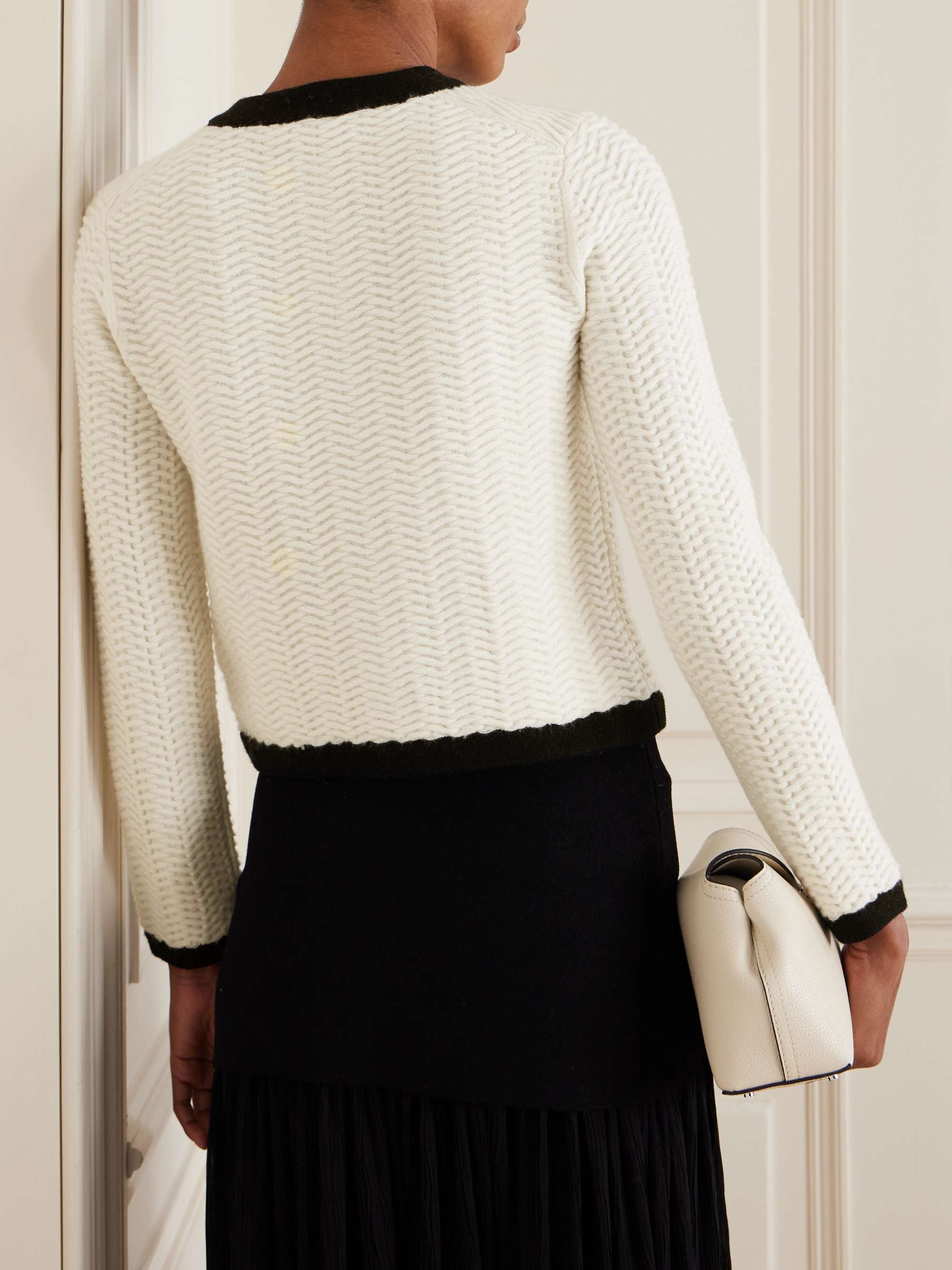 Klaire two-tone wool and cashmere-blend cardigan view
