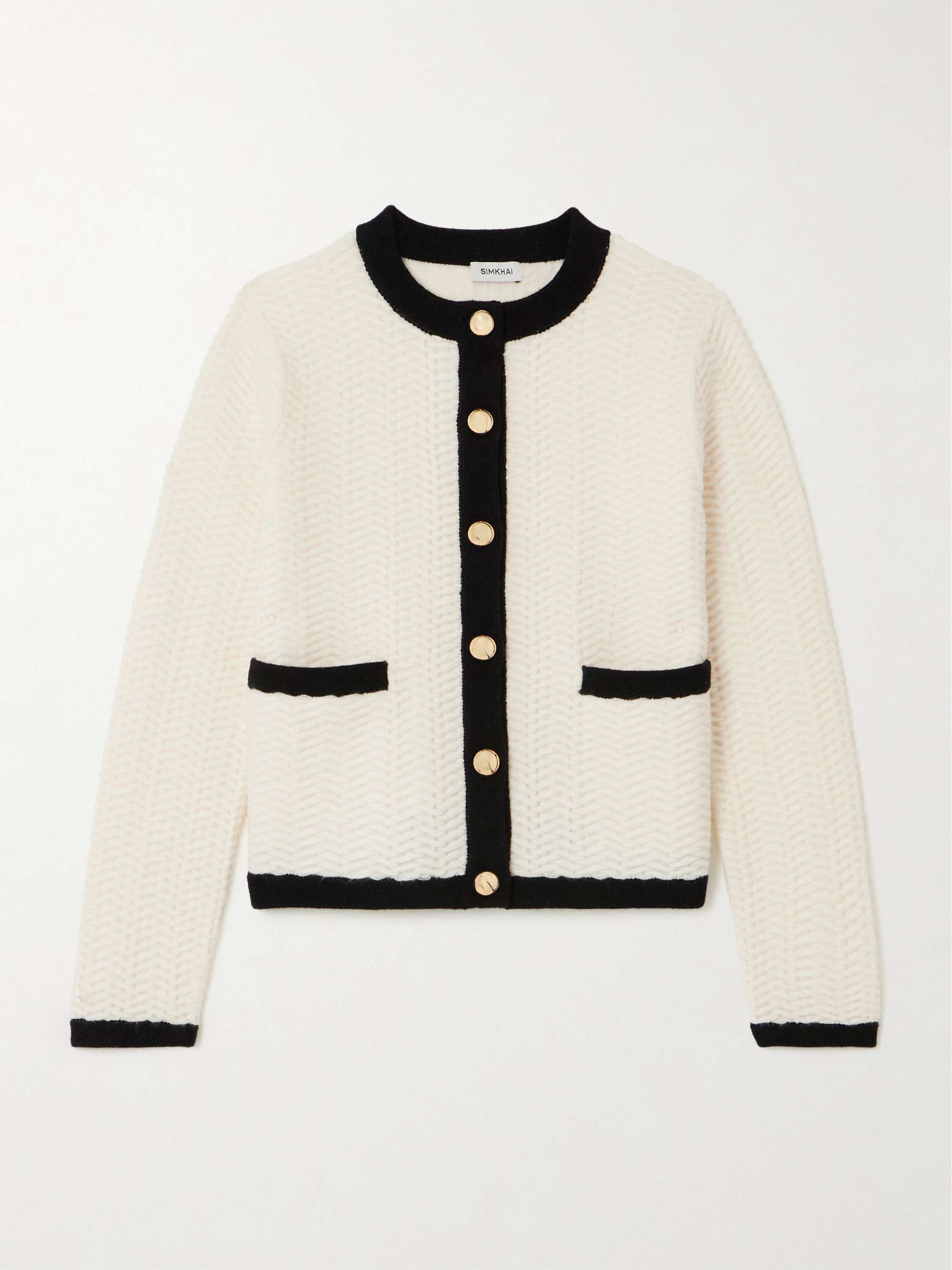 Klaire two-tone wool and cashmere-blend cardigan view