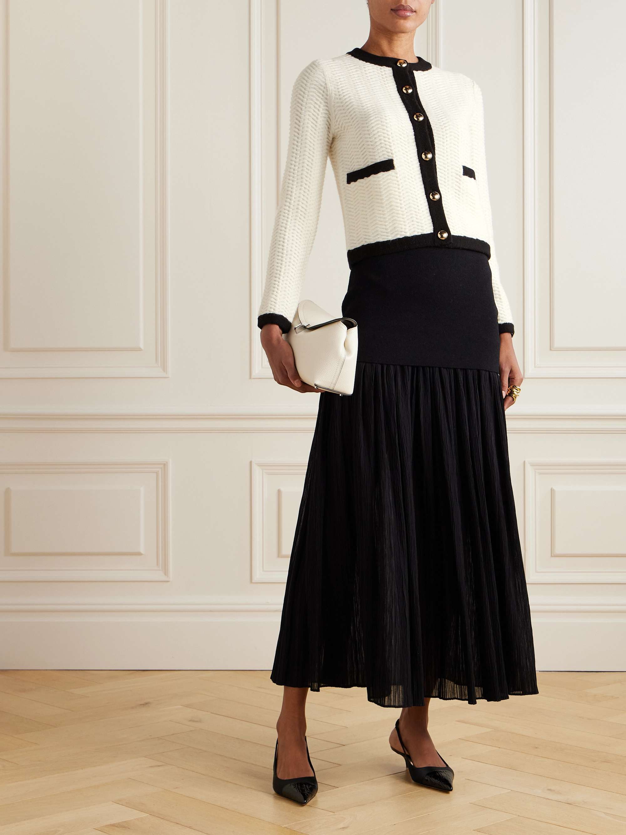 Klaire two-tone wool and cashmere-blend cardigan view