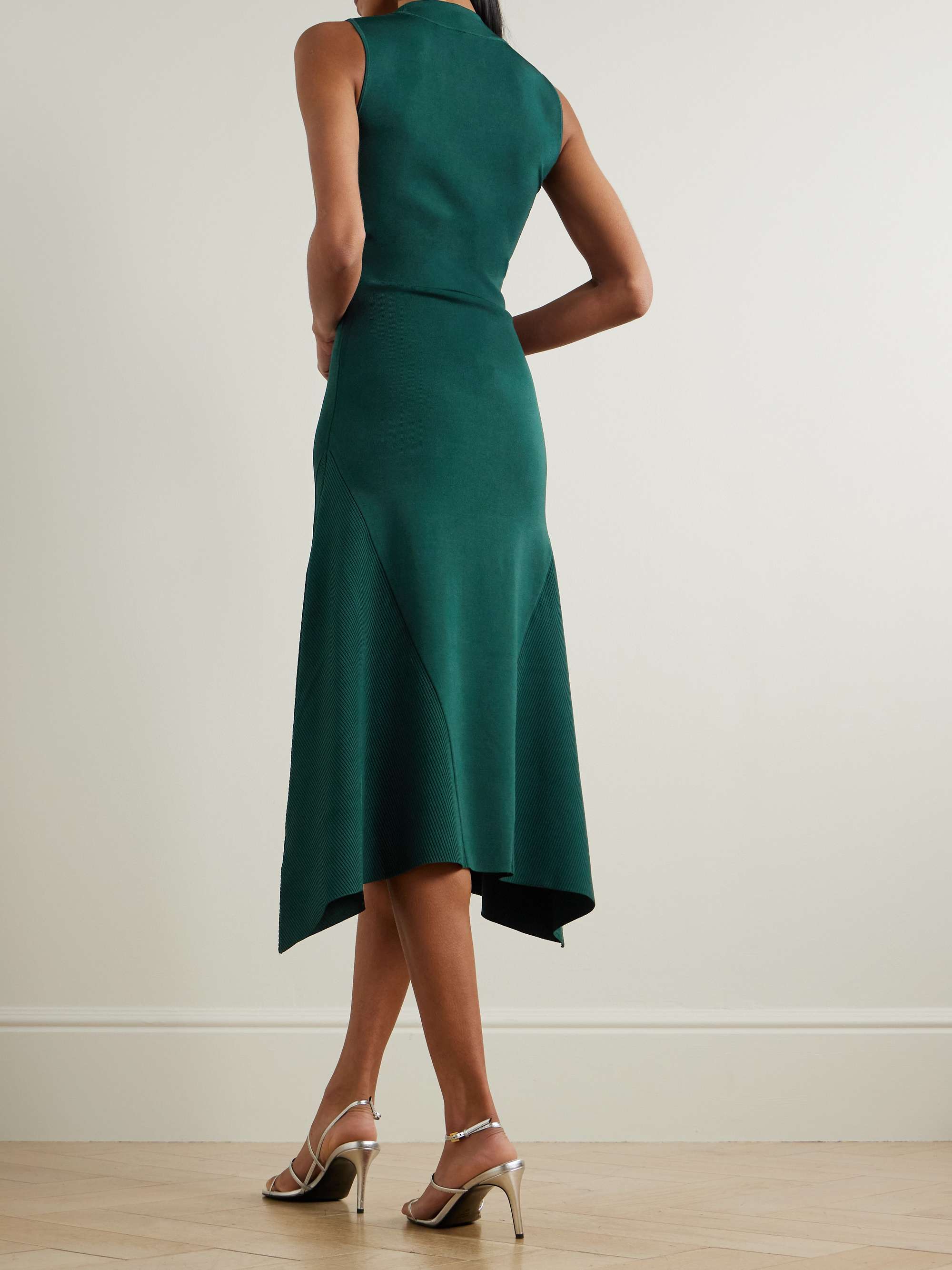 Claudia paneled stretch-knit midi dress view