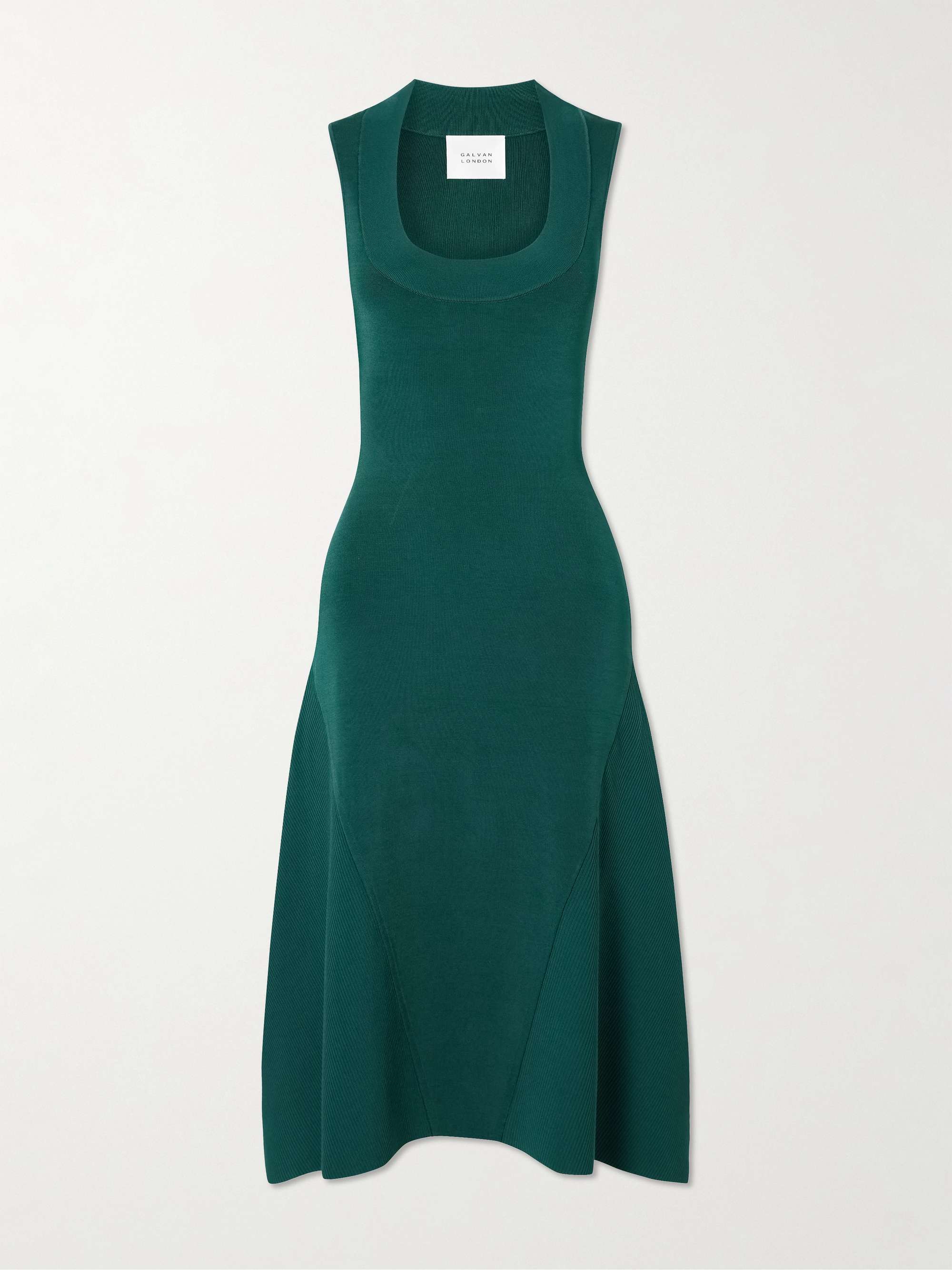 Claudia paneled stretch-knit midi dress view