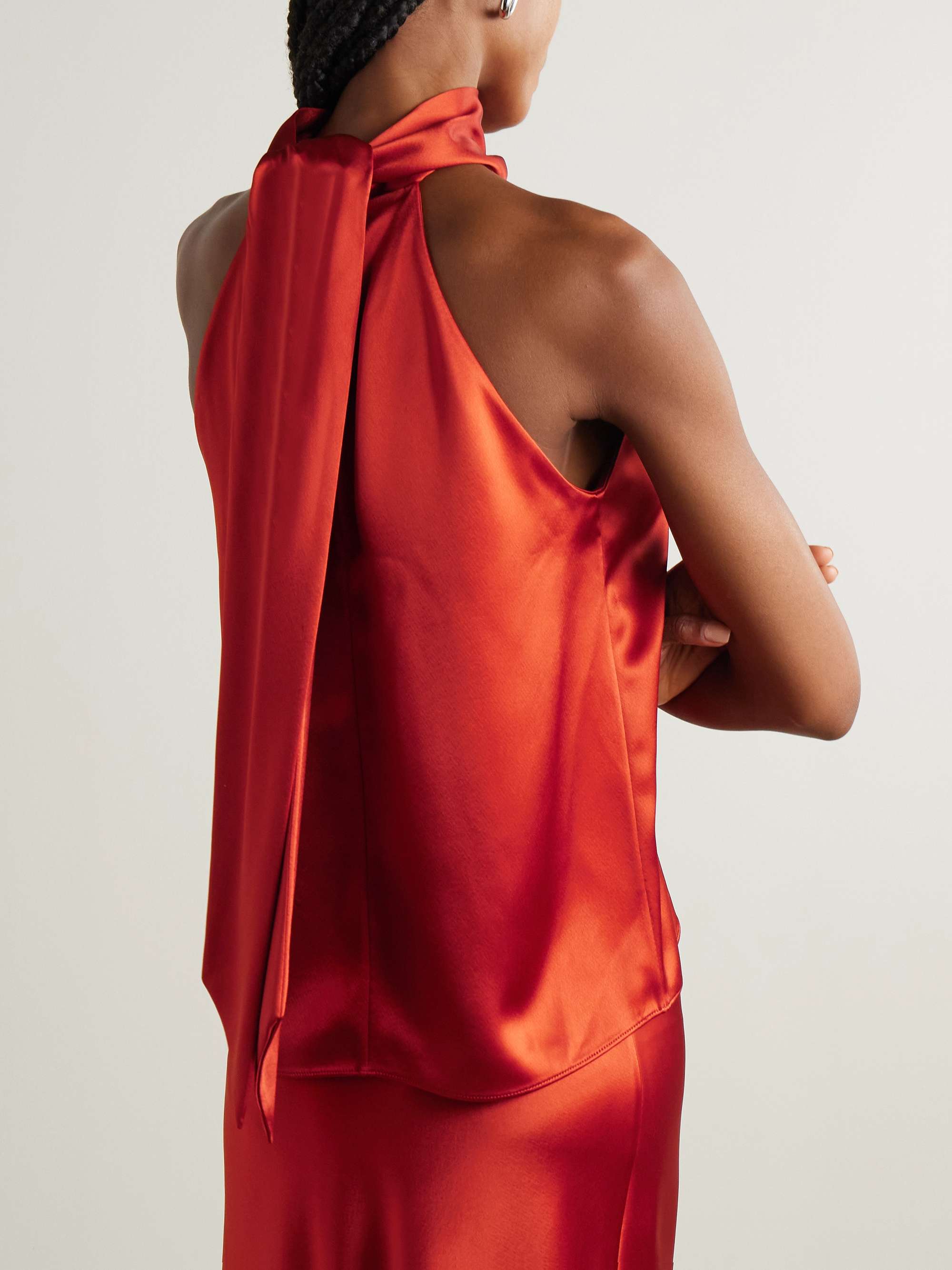 Sienna bow-detailed satin turtleneck top view