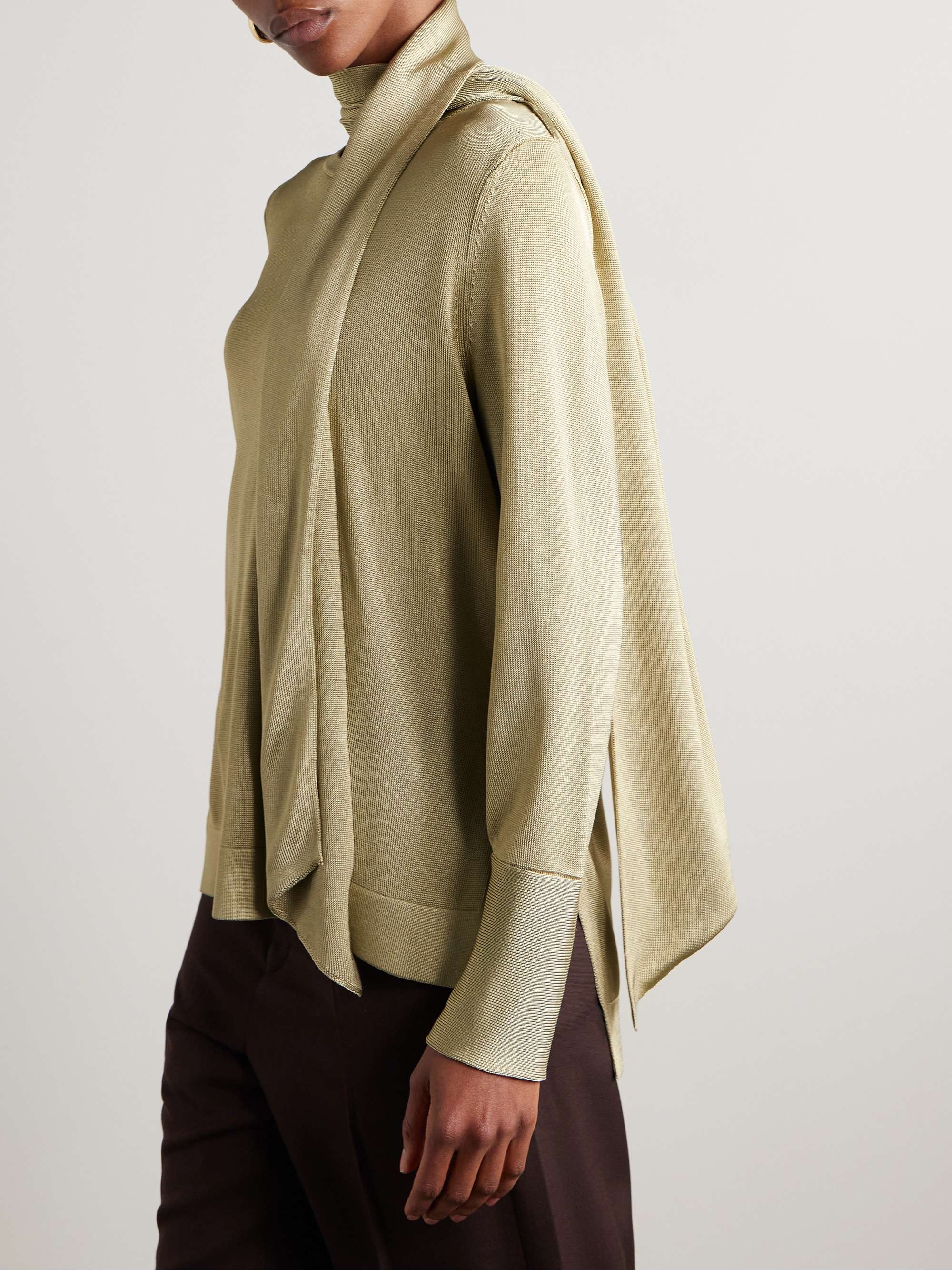Ida scarf-detailed metallic jersey top view