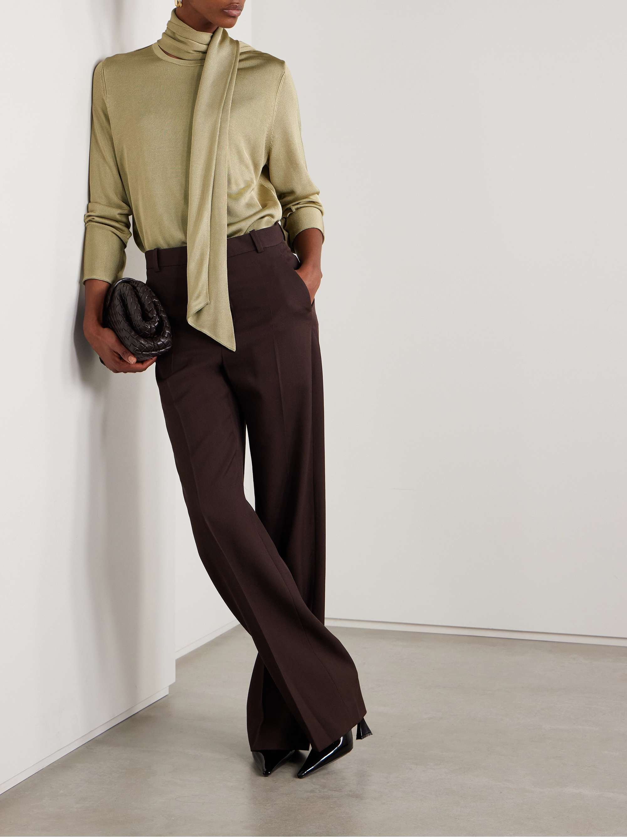 Ida scarf-detailed metallic jersey top view