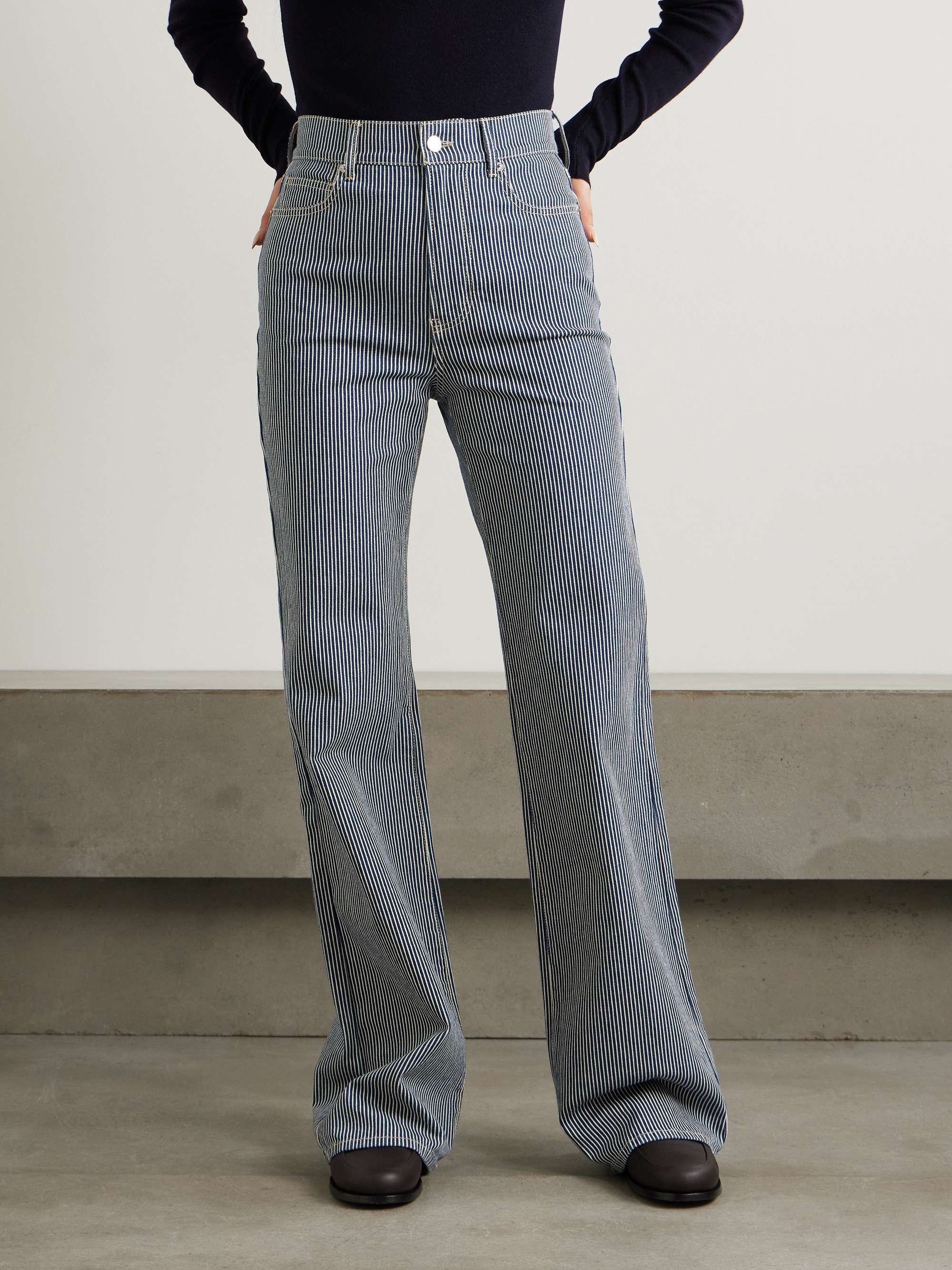 Crosbie striped high-rise wide-leg jeans view