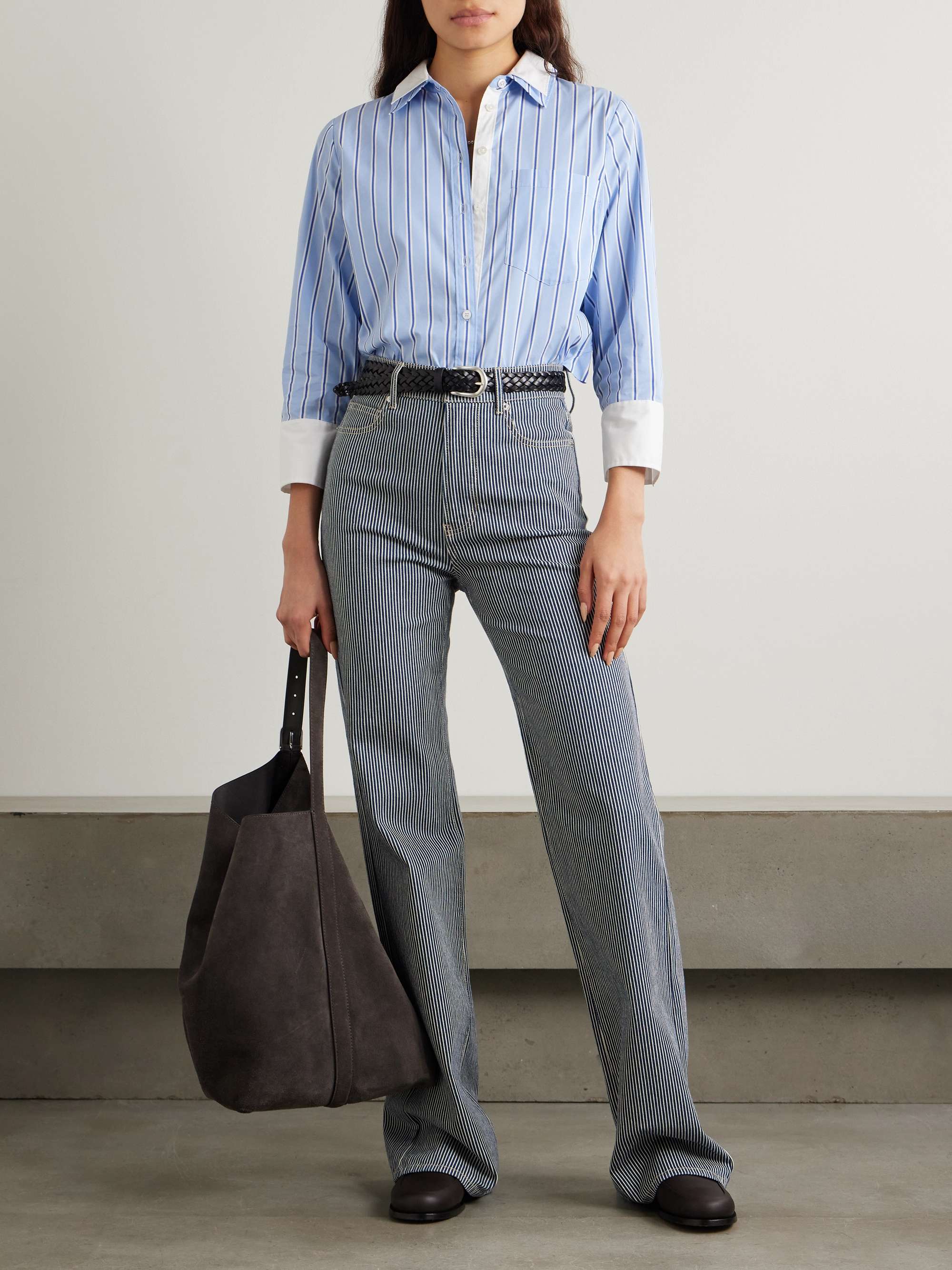 Crosbie striped high-rise wide-leg jeans view