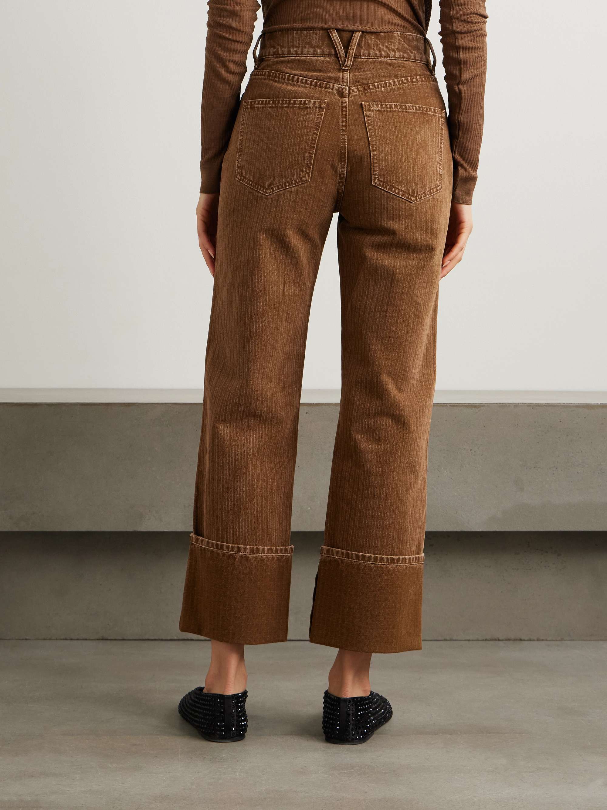 Dylan herringbone cotton-twill straight-leg pants view