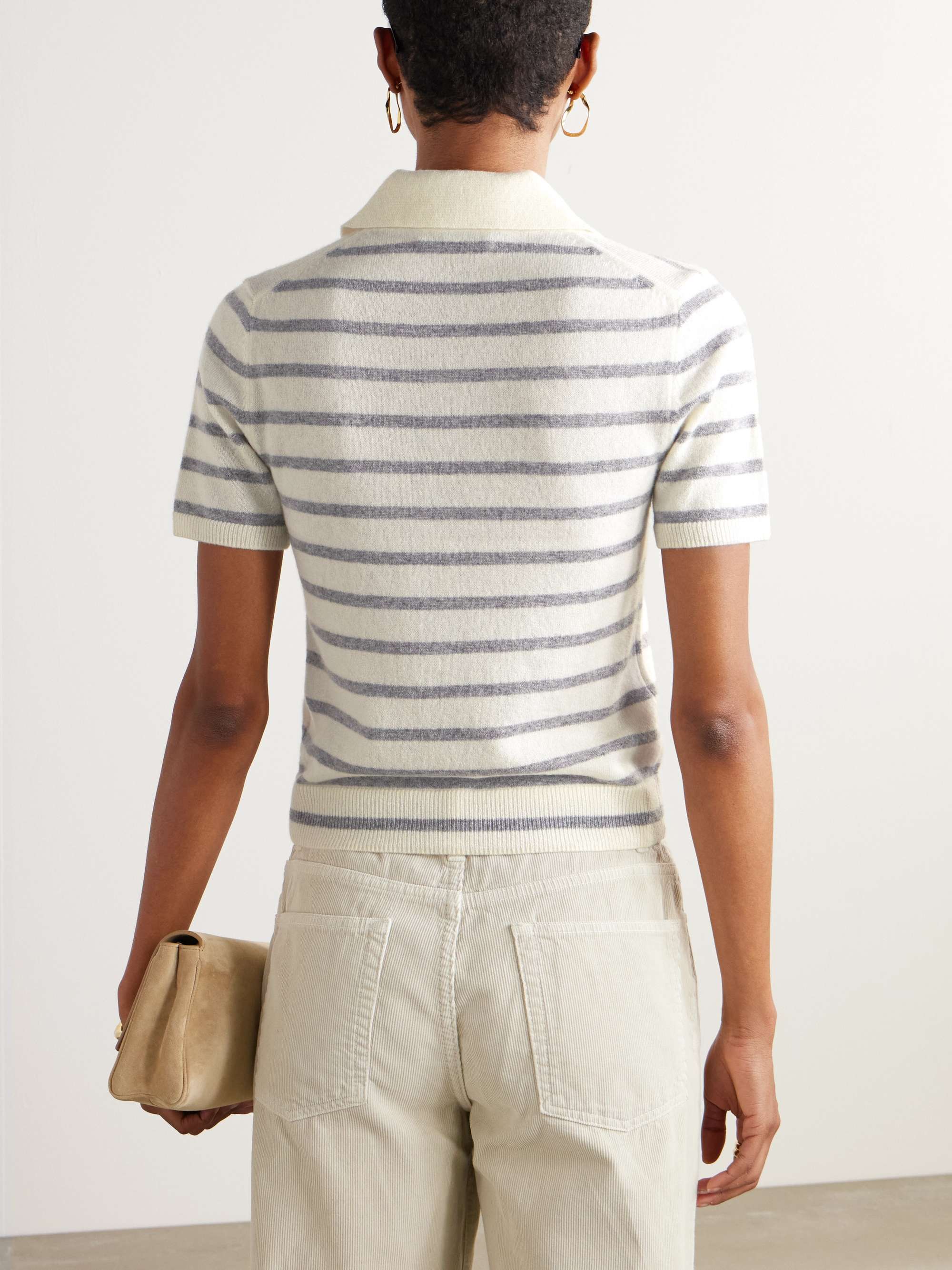 Brandt striped cashmere polo shirt view