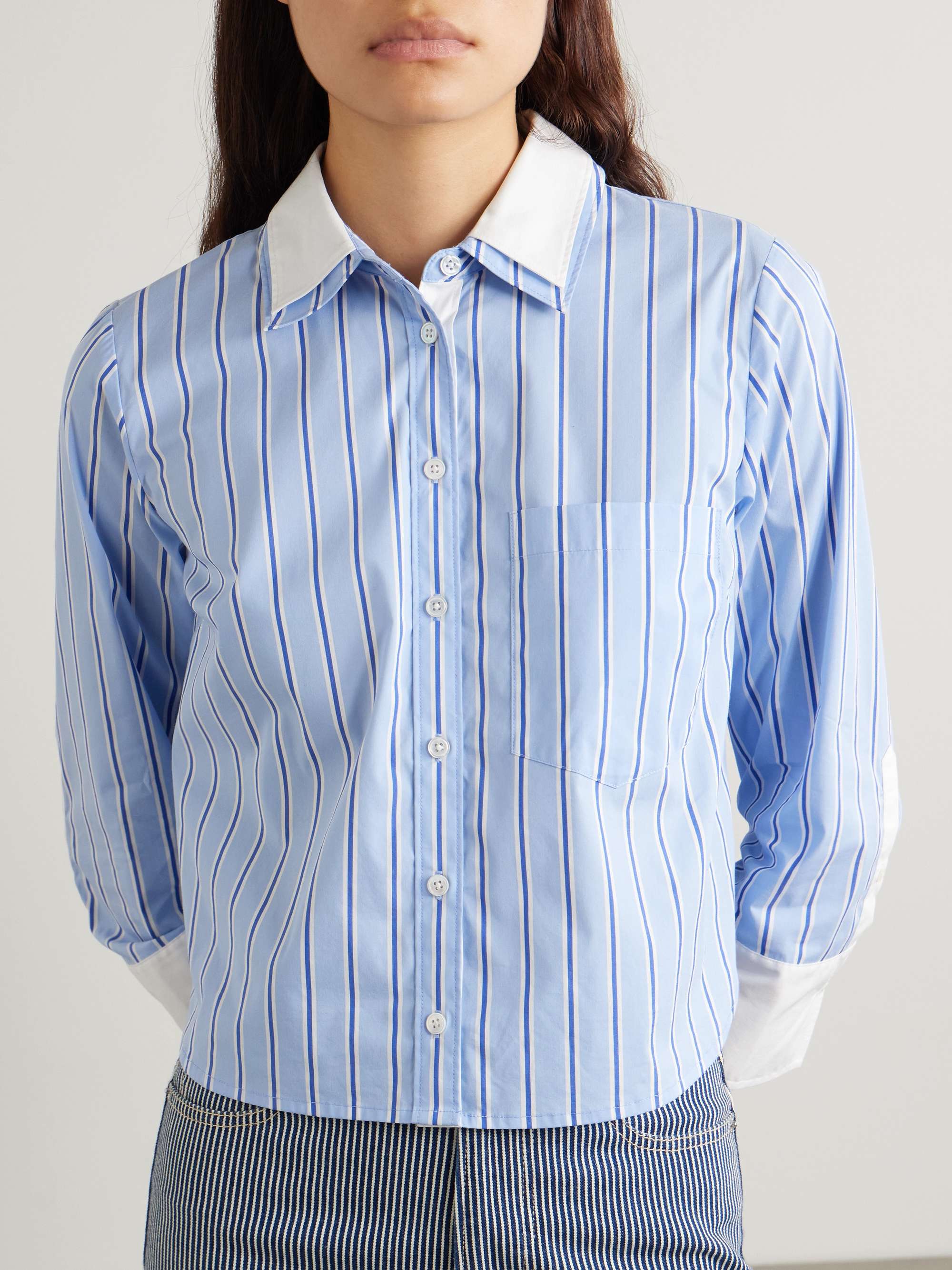 Maia layered striped cotton-poplin shirt view