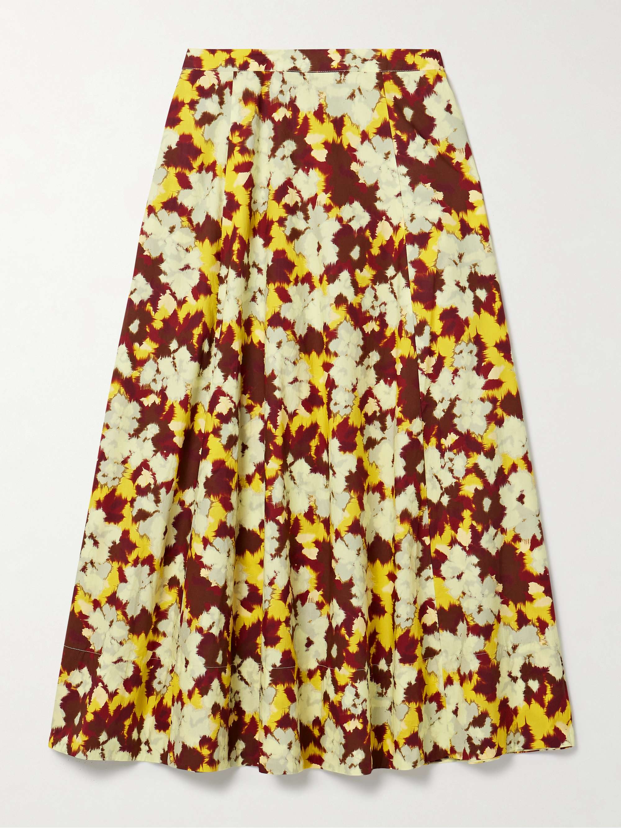 Vianne pleated floral-print cotton-poplin midi skirt view