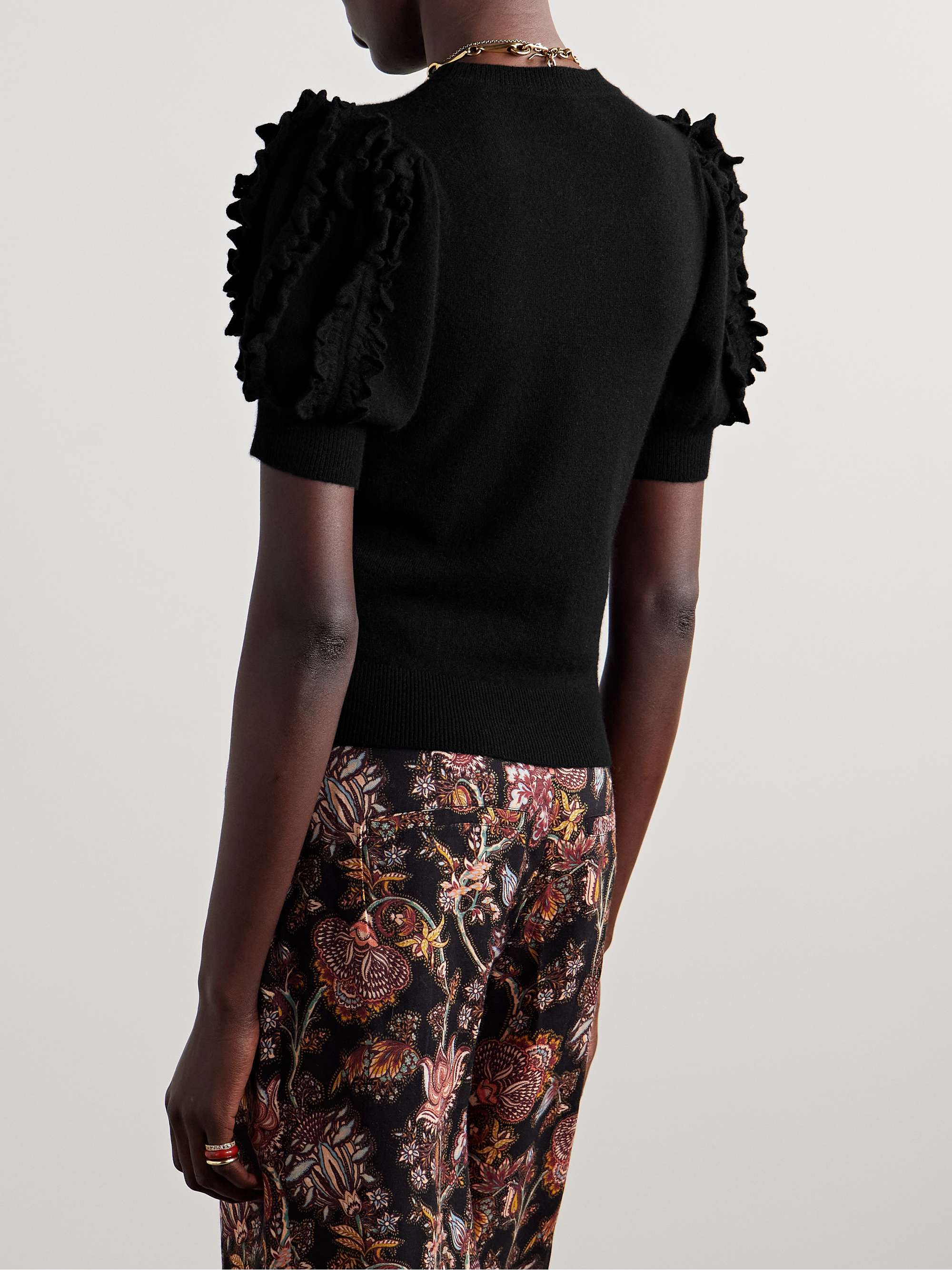 Ottilie ruffled cashmere top view