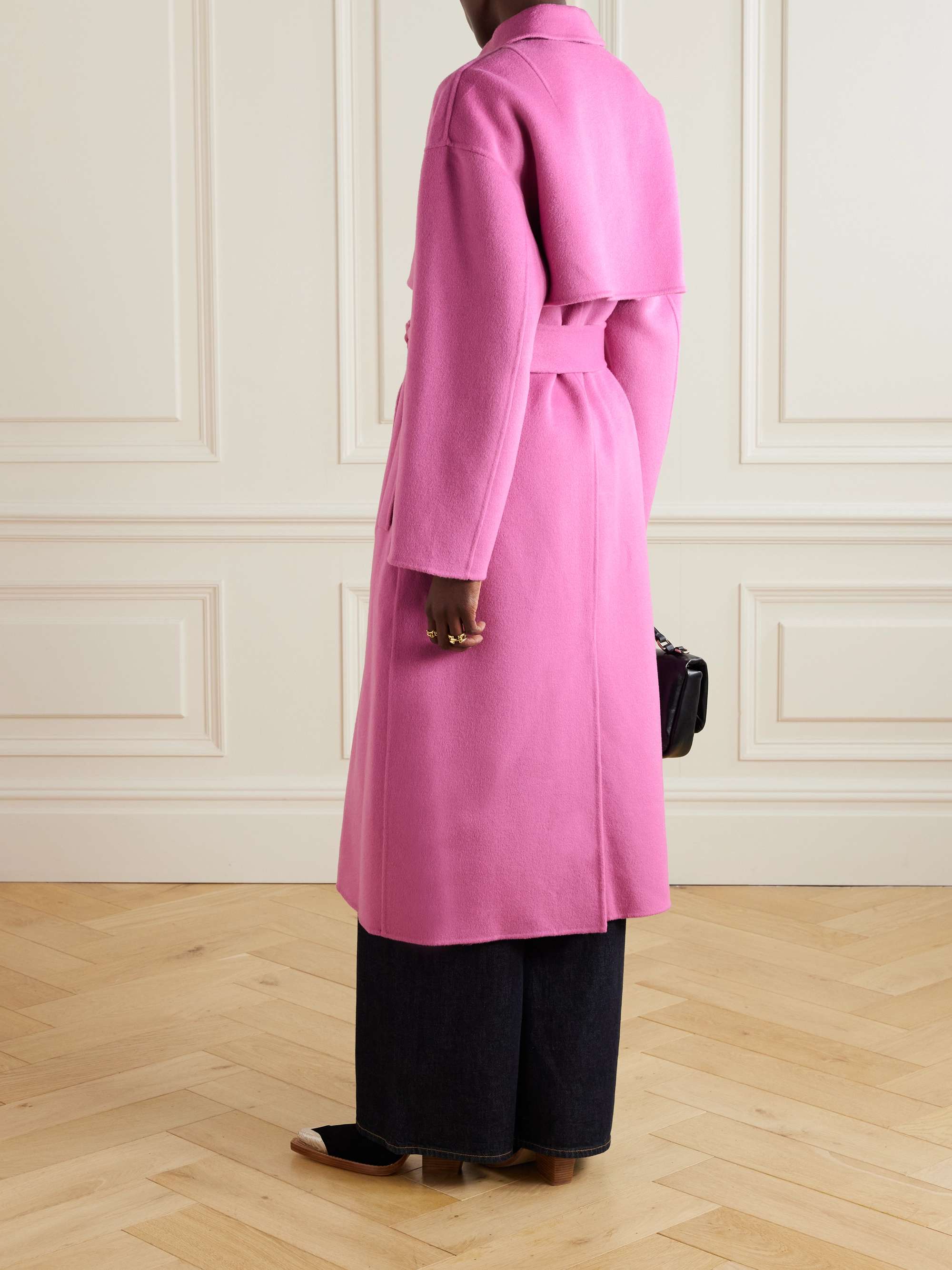 Romi belted layered wool-blend felt coat view