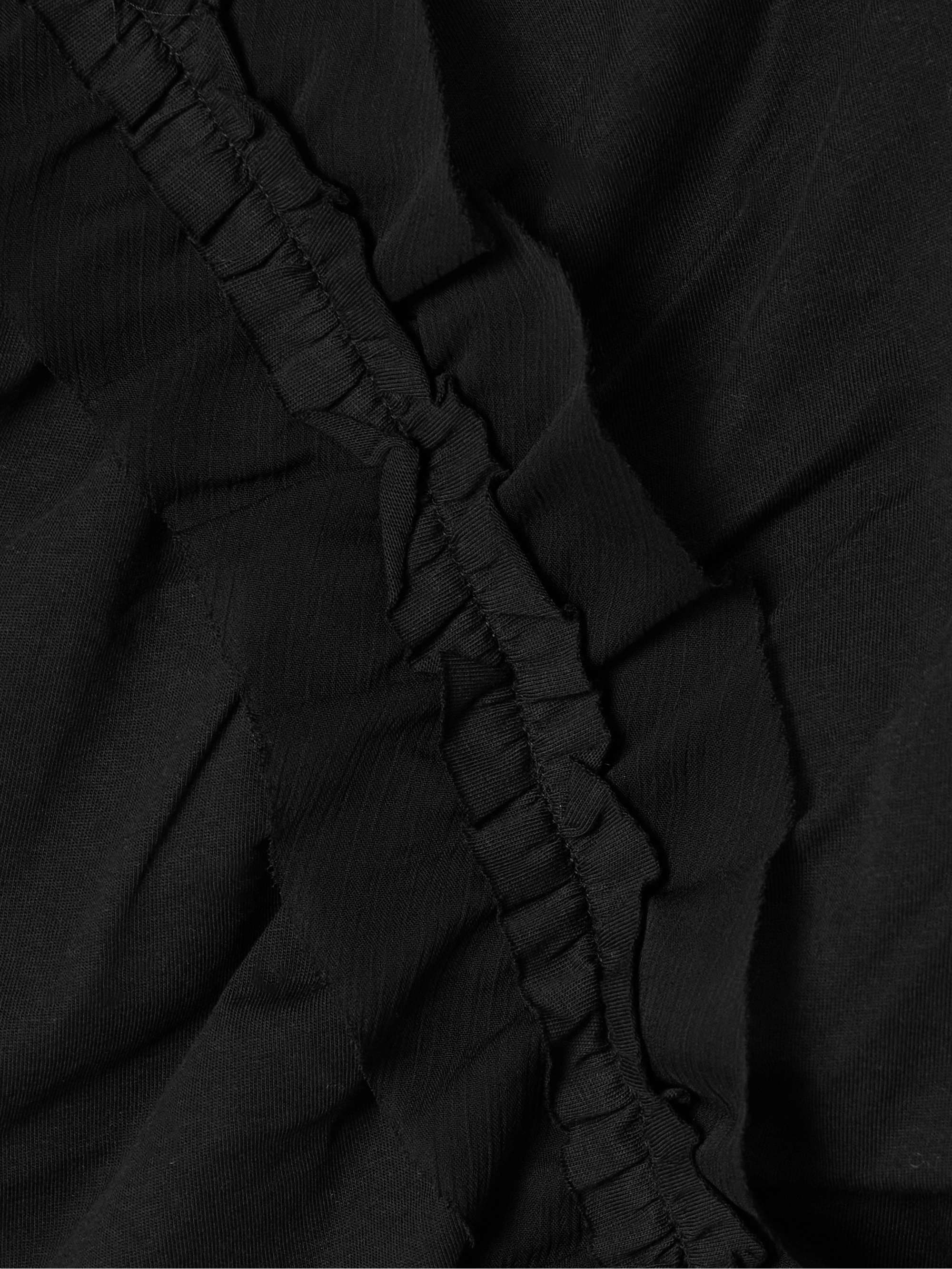 Vivi crepon-trimmed ruched organic cotton-jersey T-shirt view