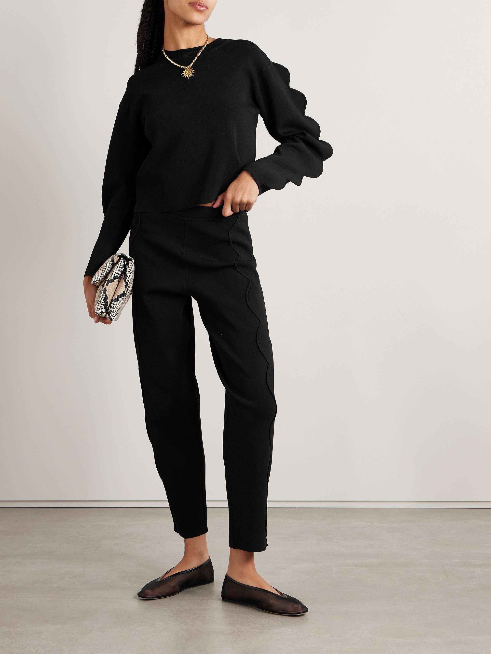 Asher scalloped knitted straight-leg pants view