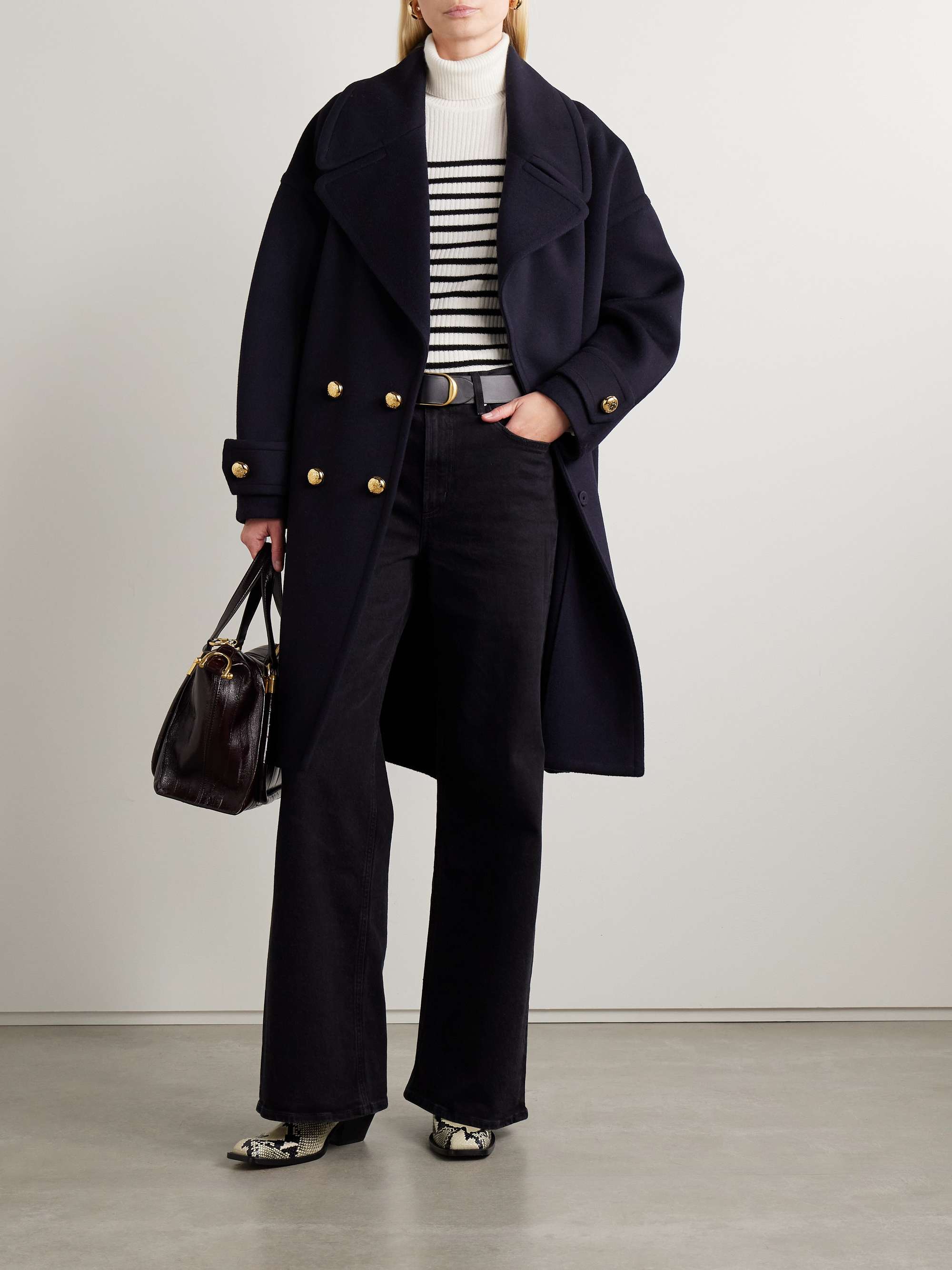 Annika ribbed striped cashmere turtleneck sweater view