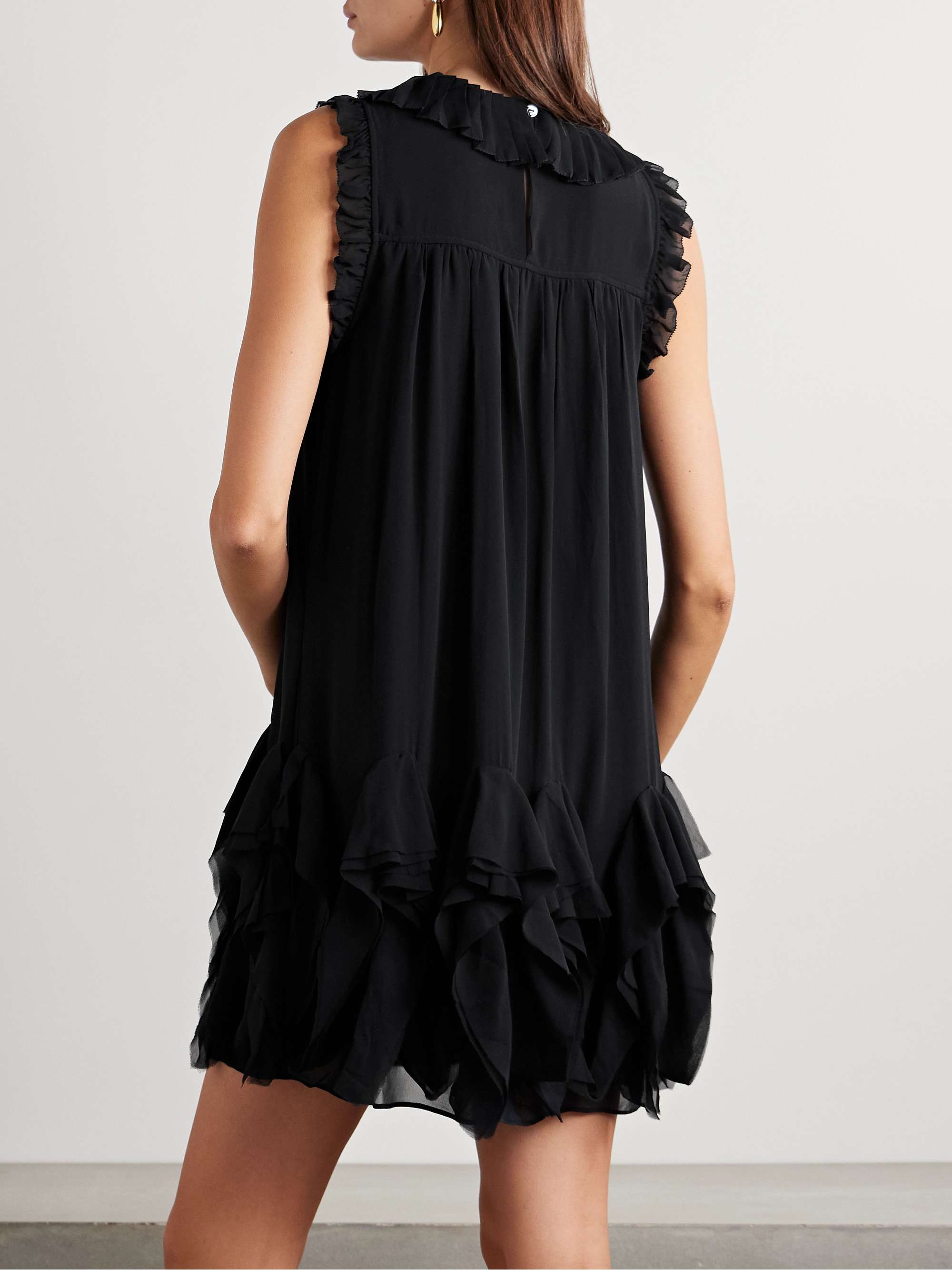 Miri ruffled silk crepe de chine mini dress view