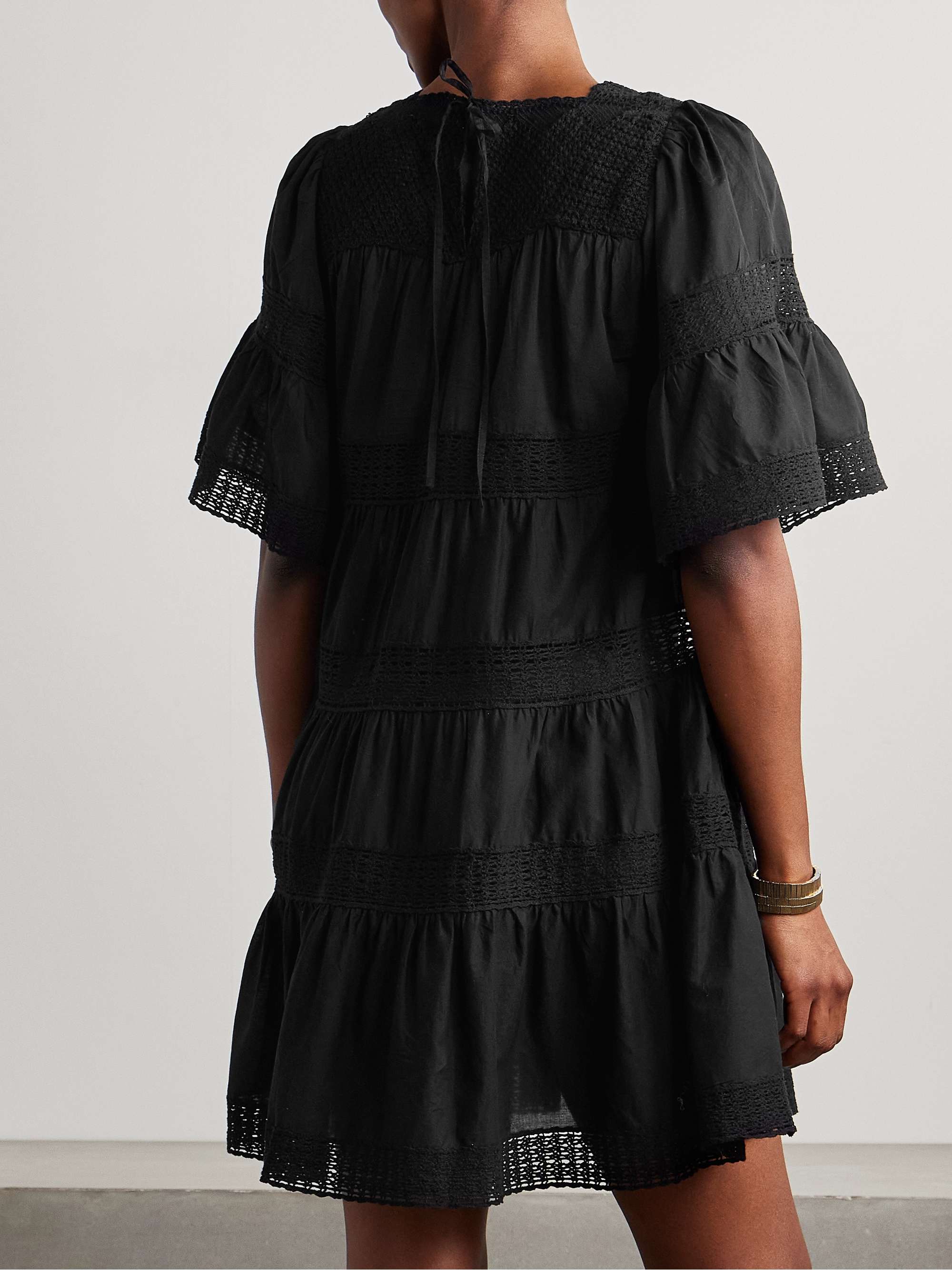 Senna tiered crochet-trimmed cotton-voile mini dress view