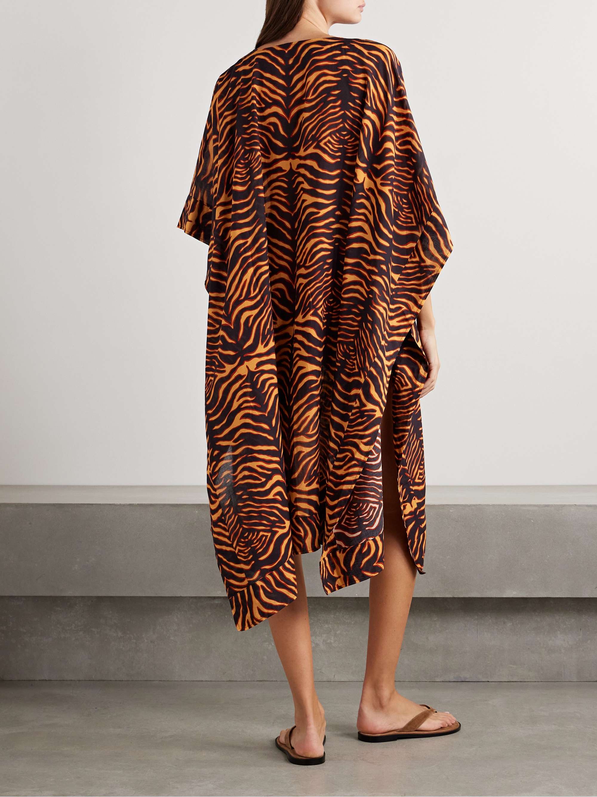Estelle tiger-print cotton-blend voile kaftan view