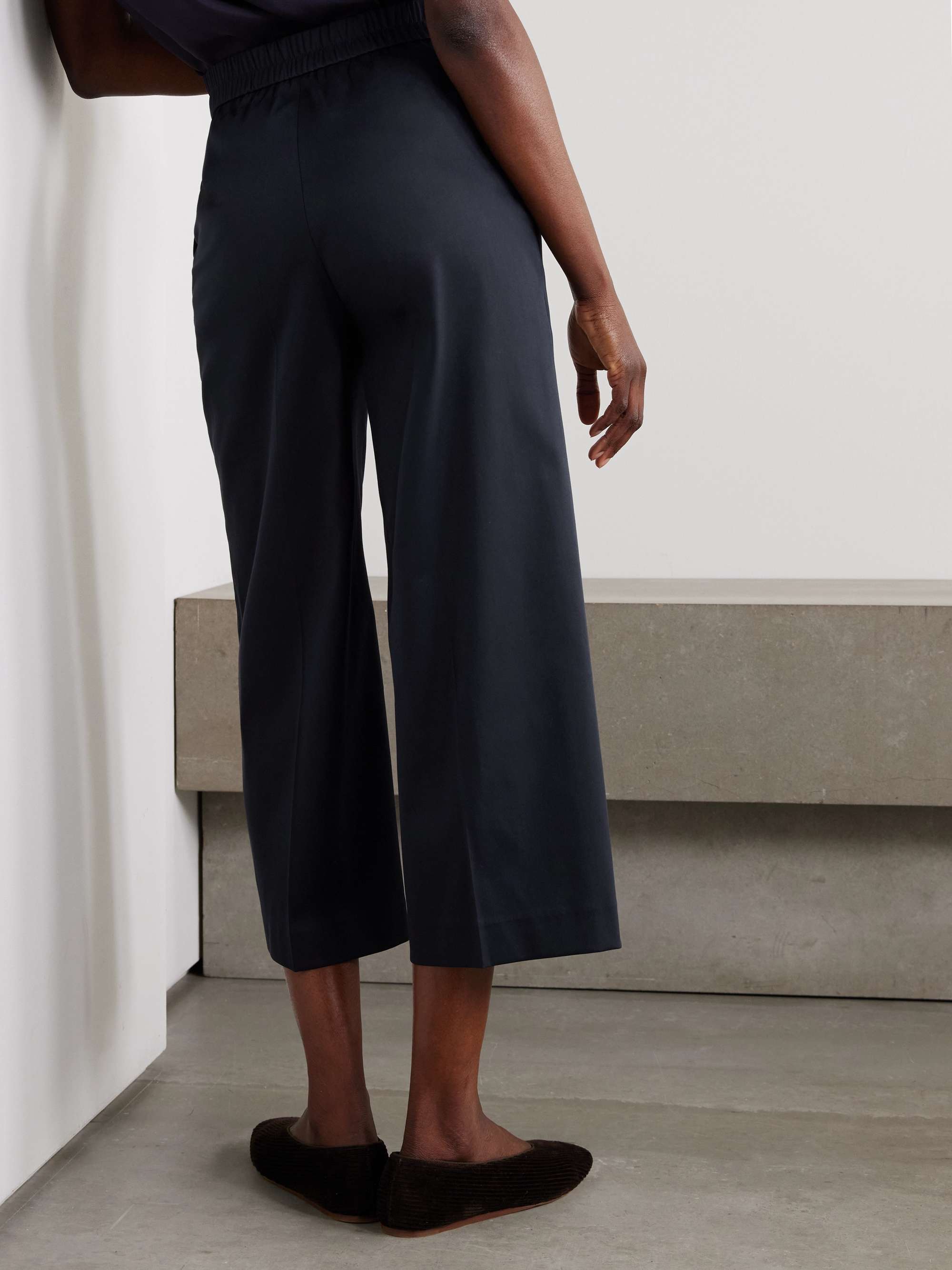 Temple cropped cotton-blend gabardine wide-leg pants view