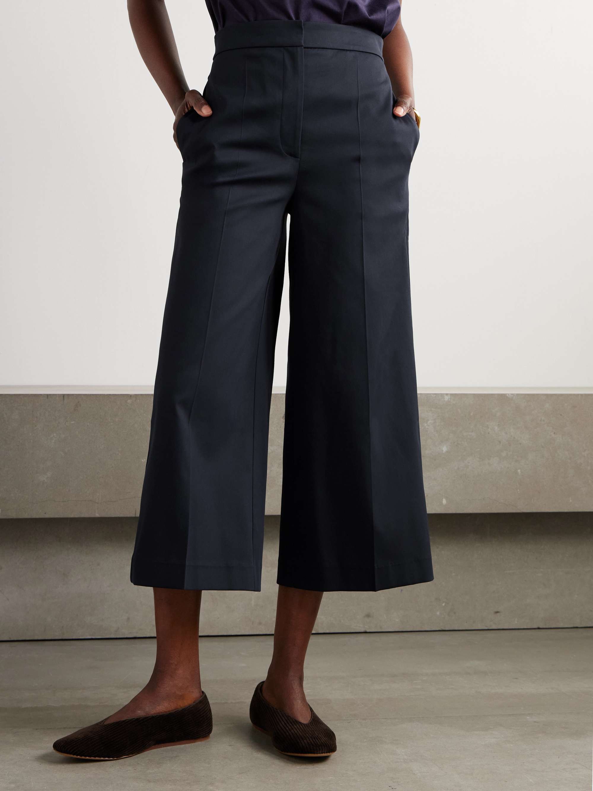 Temple cropped cotton-blend gabardine wide-leg pants view