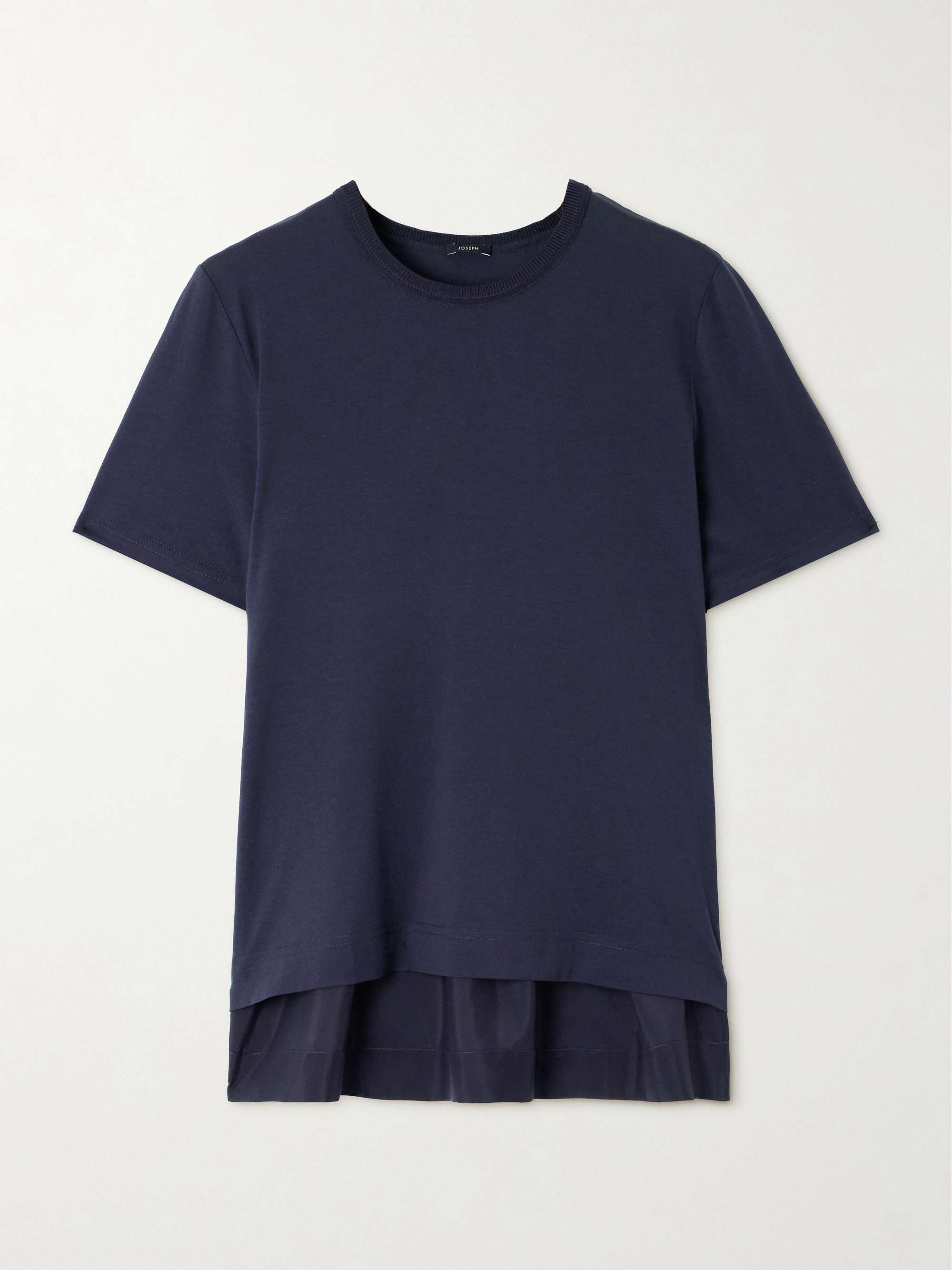 Pleated cotton and silk-blend jersey and gathered silk-habotai T-shirt view