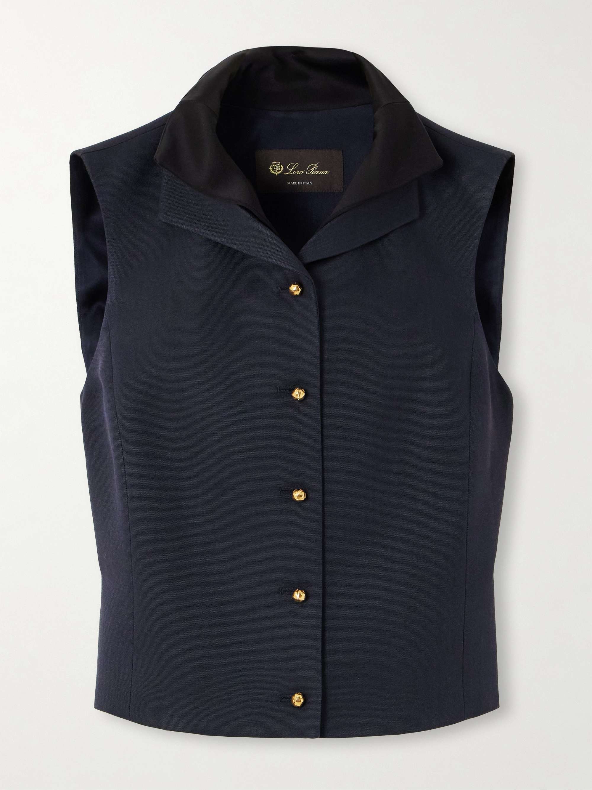 Dianne layered satin-trimmed grain de poudre wool and silk-blend vest view