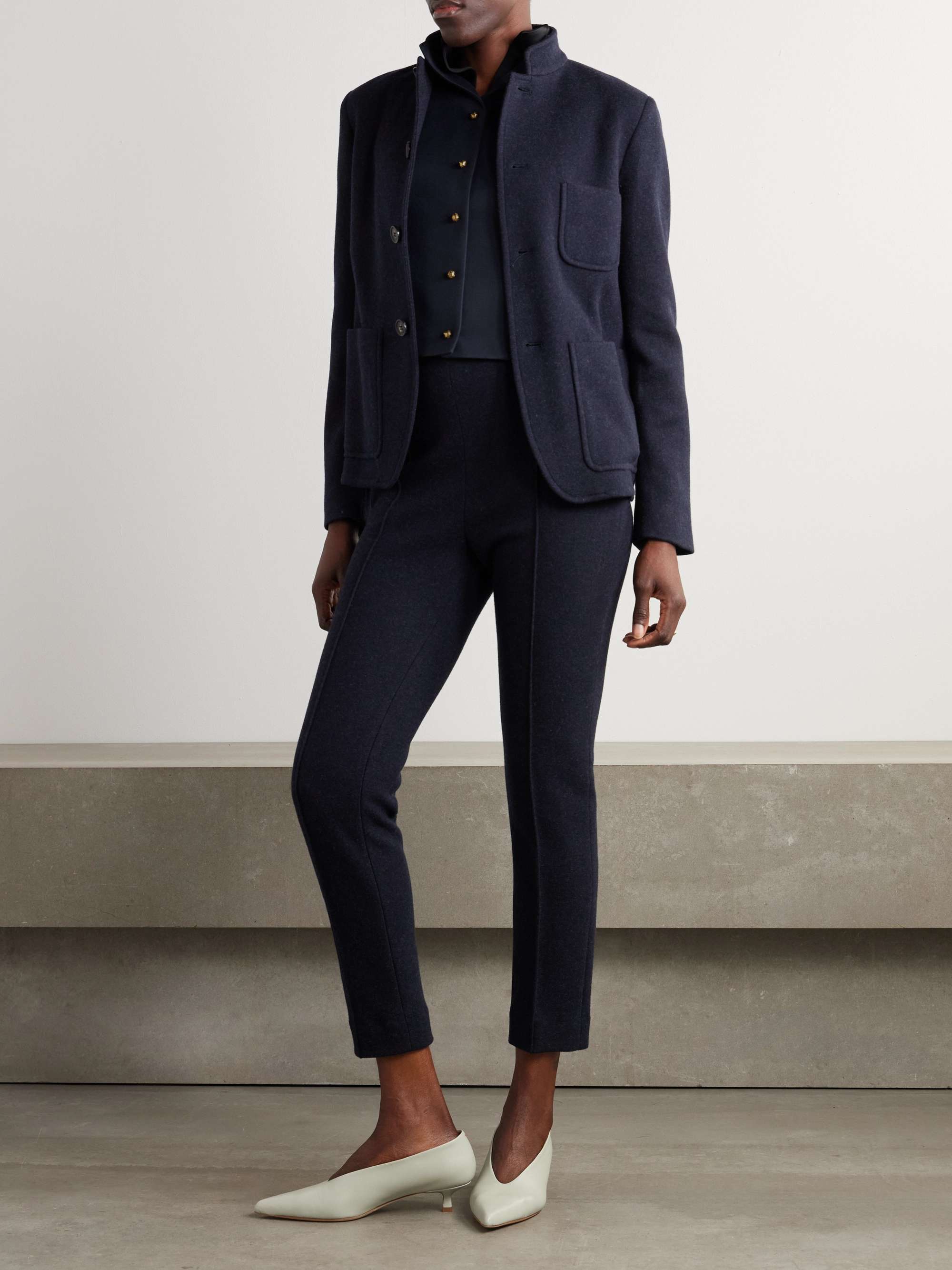 Dianne layered satin-trimmed grain de poudre wool and silk-blend vest view