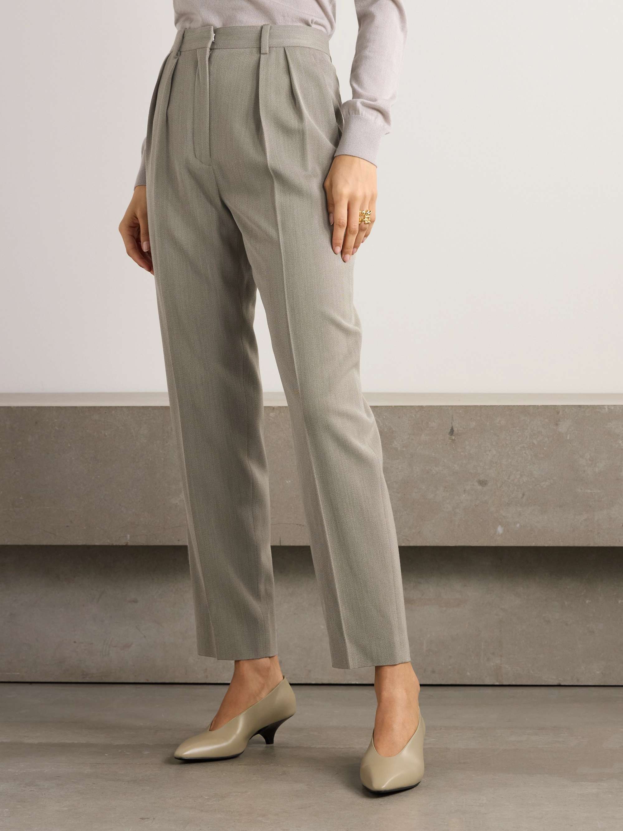Hudson cropped pleated wool tapered pants view