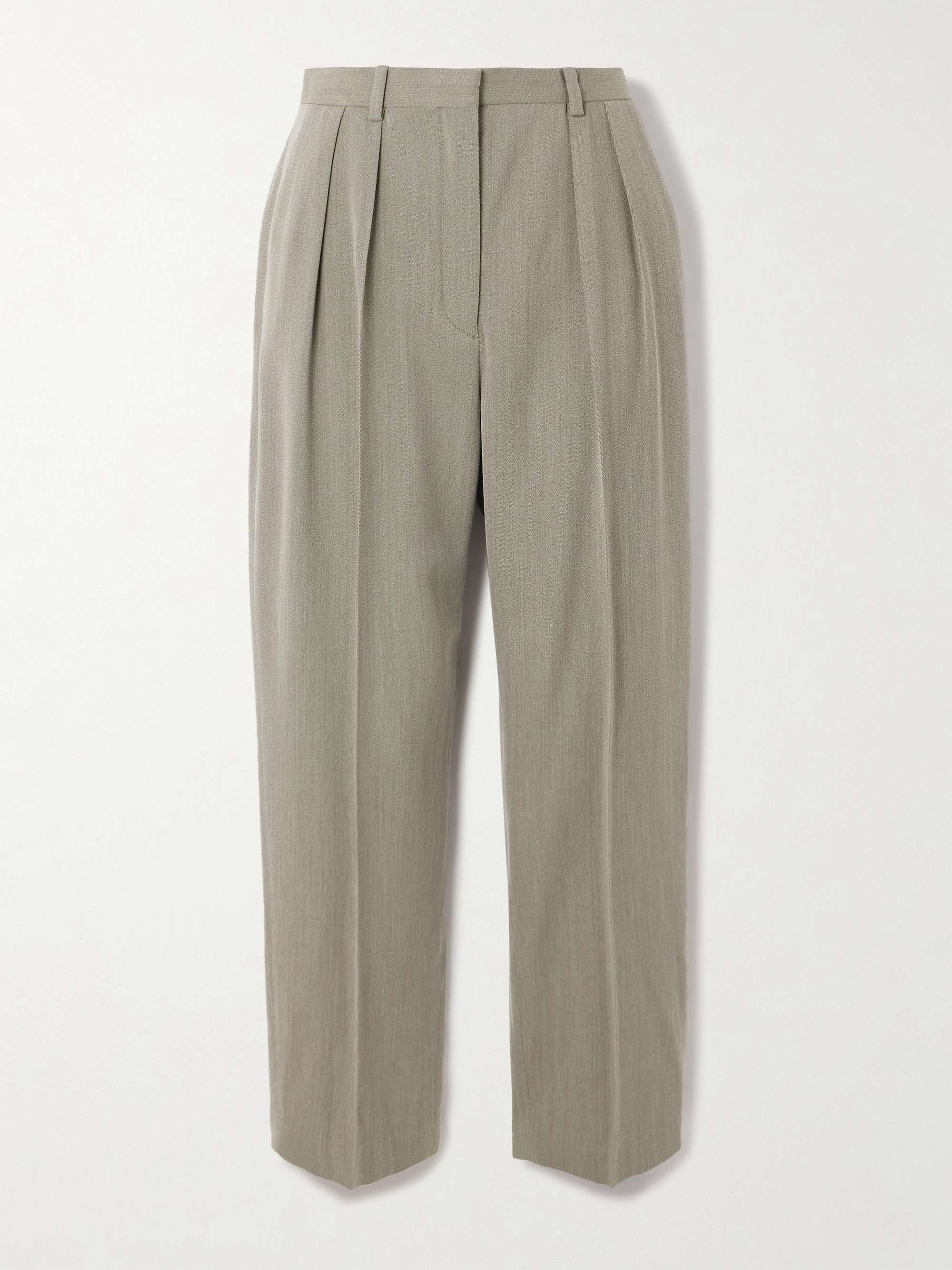 Hudson cropped pleated wool tapered pants view