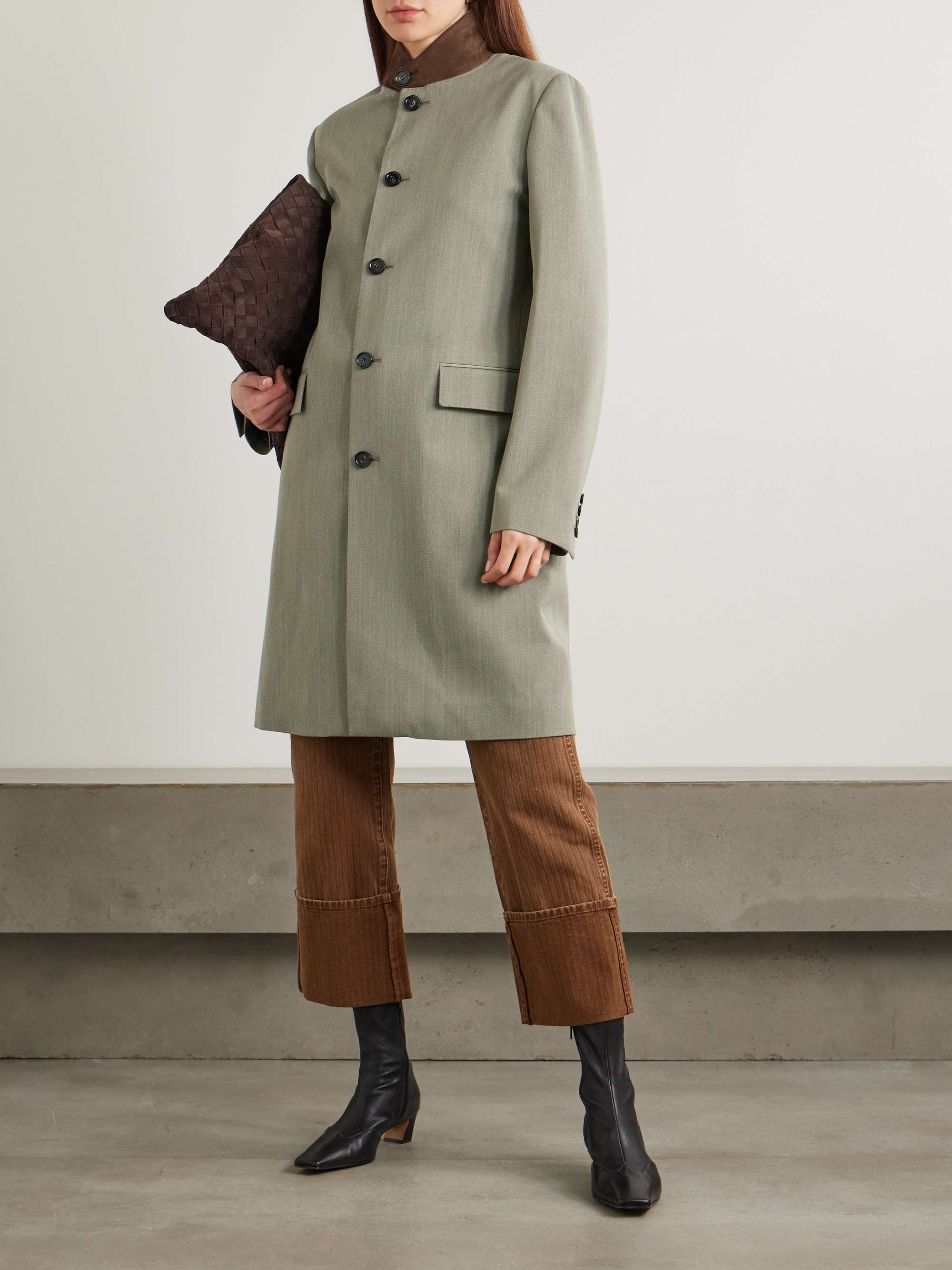 Blain suede-trimmed Storm System® wool coat view