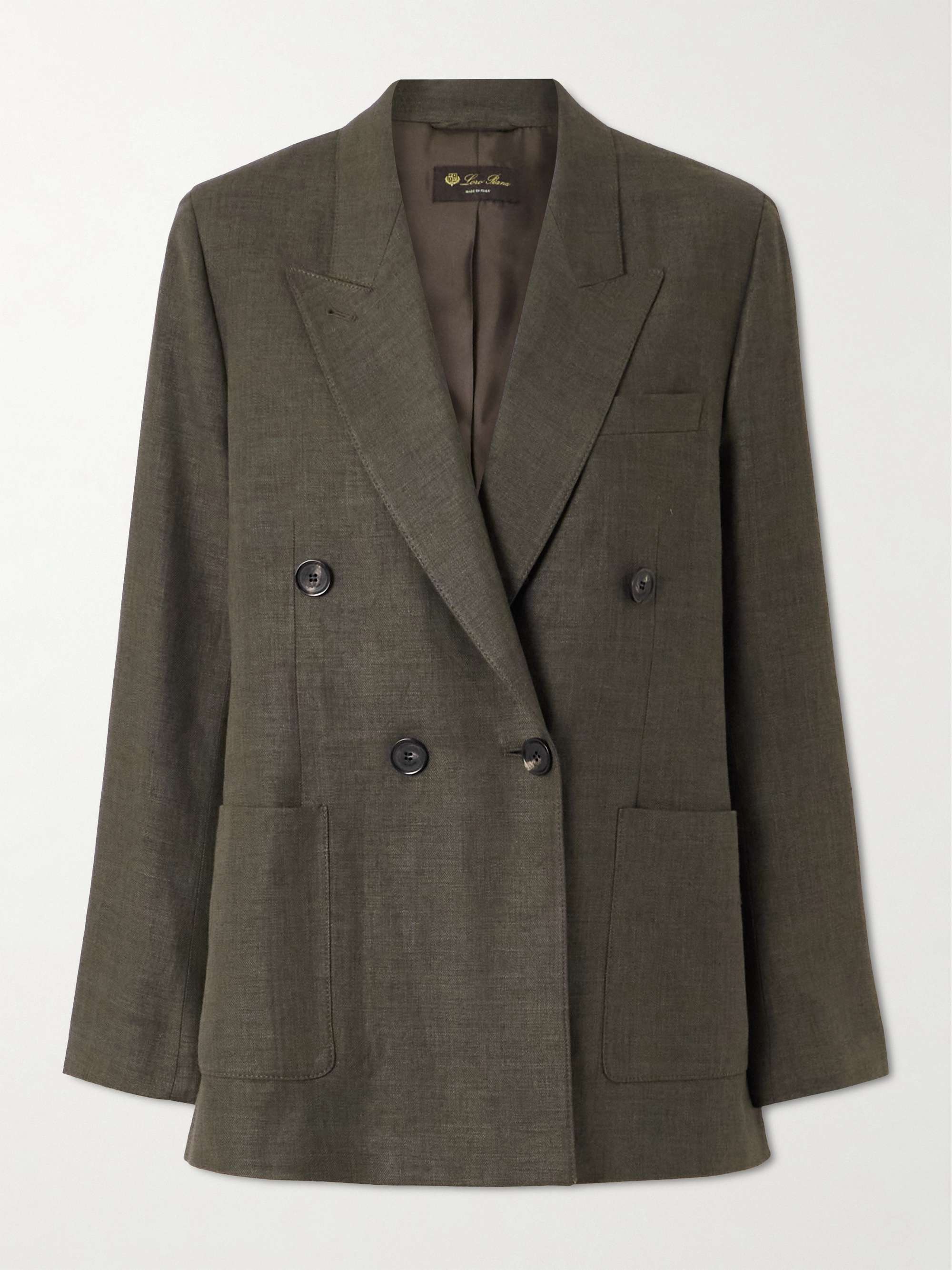 Genny double-breasted linen and wool-blend blazer view