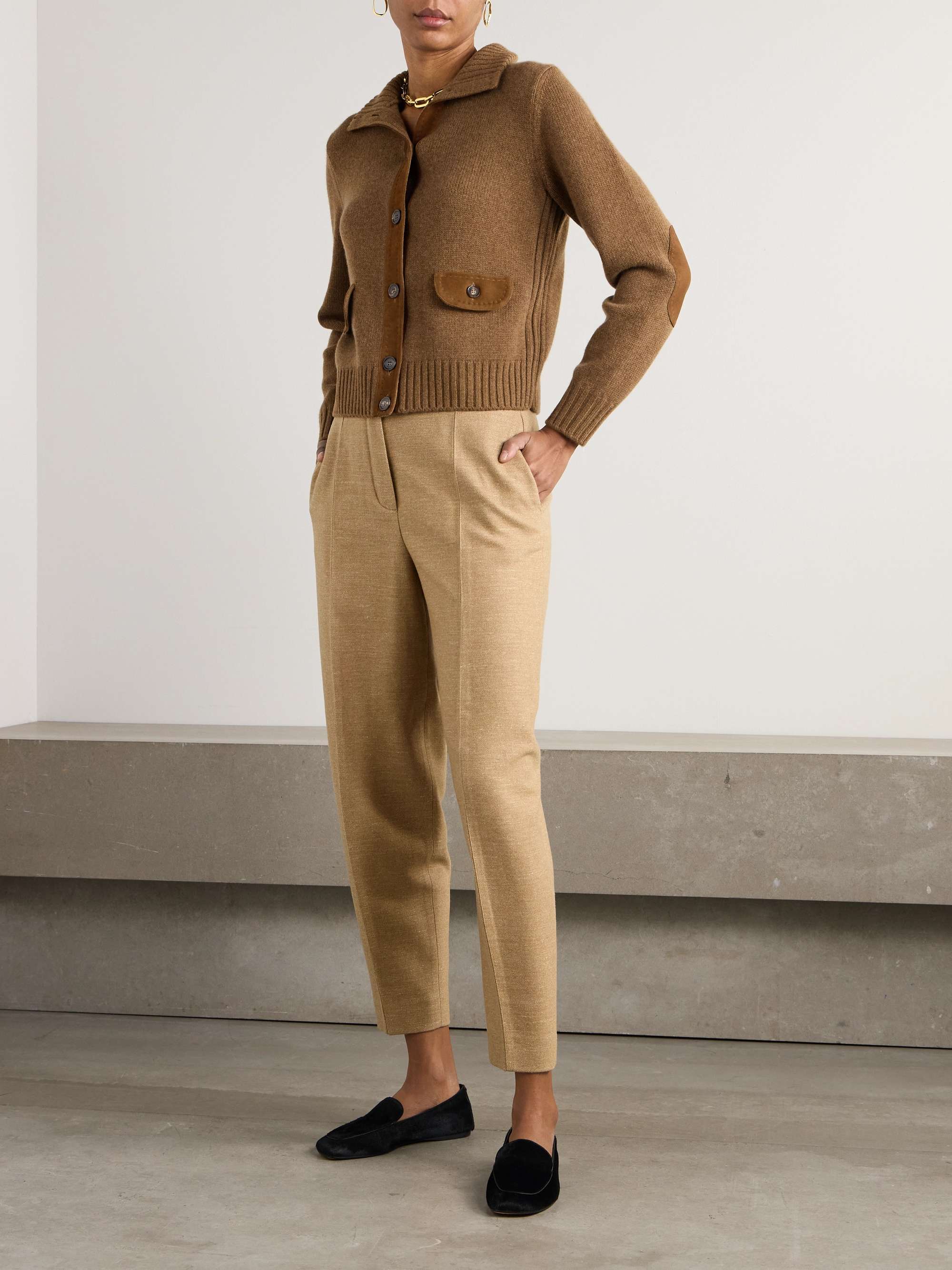 Parksville suede-trimmed cashmere cardigan view