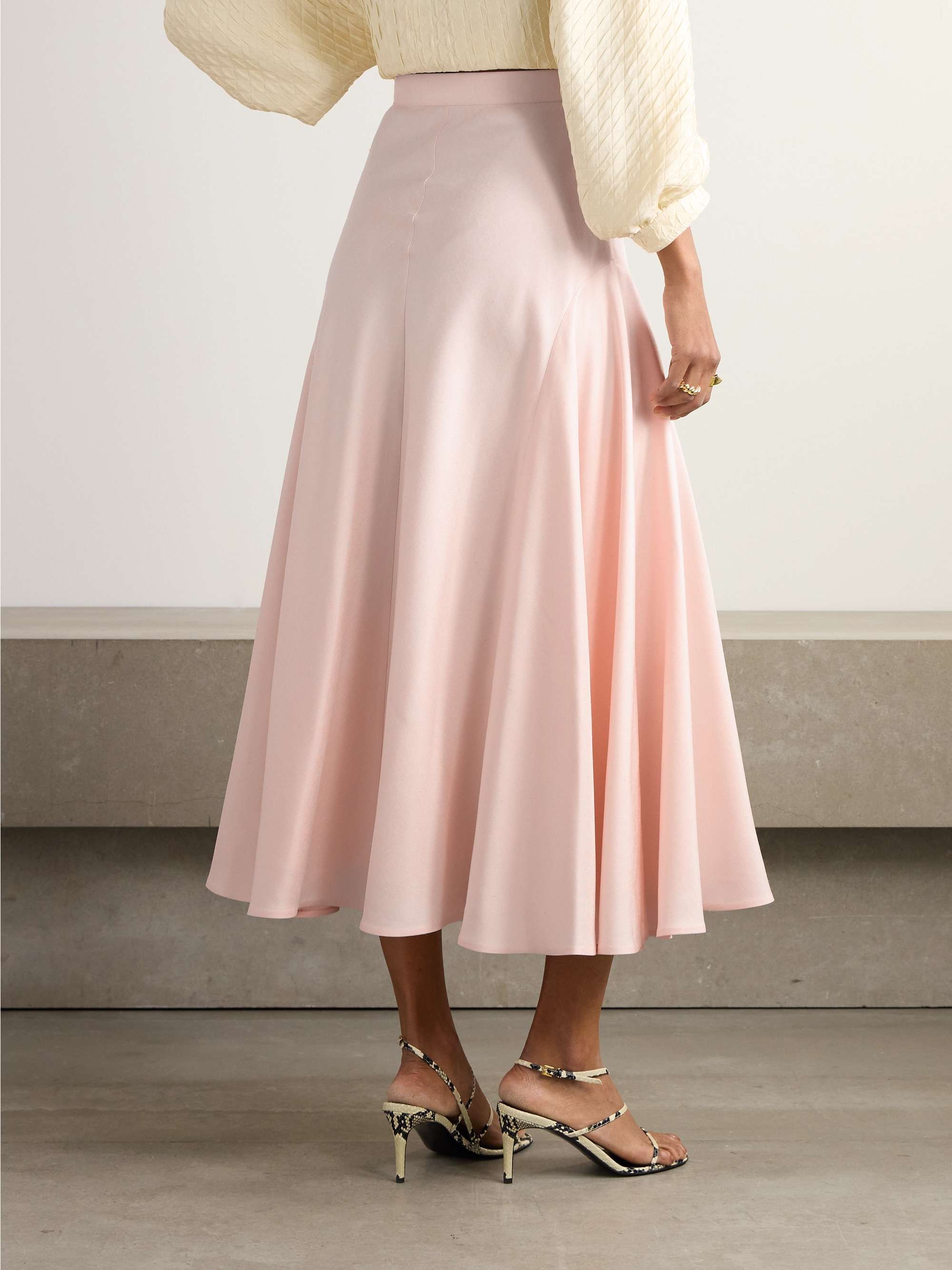 Giustina paneled silk midi skirt view