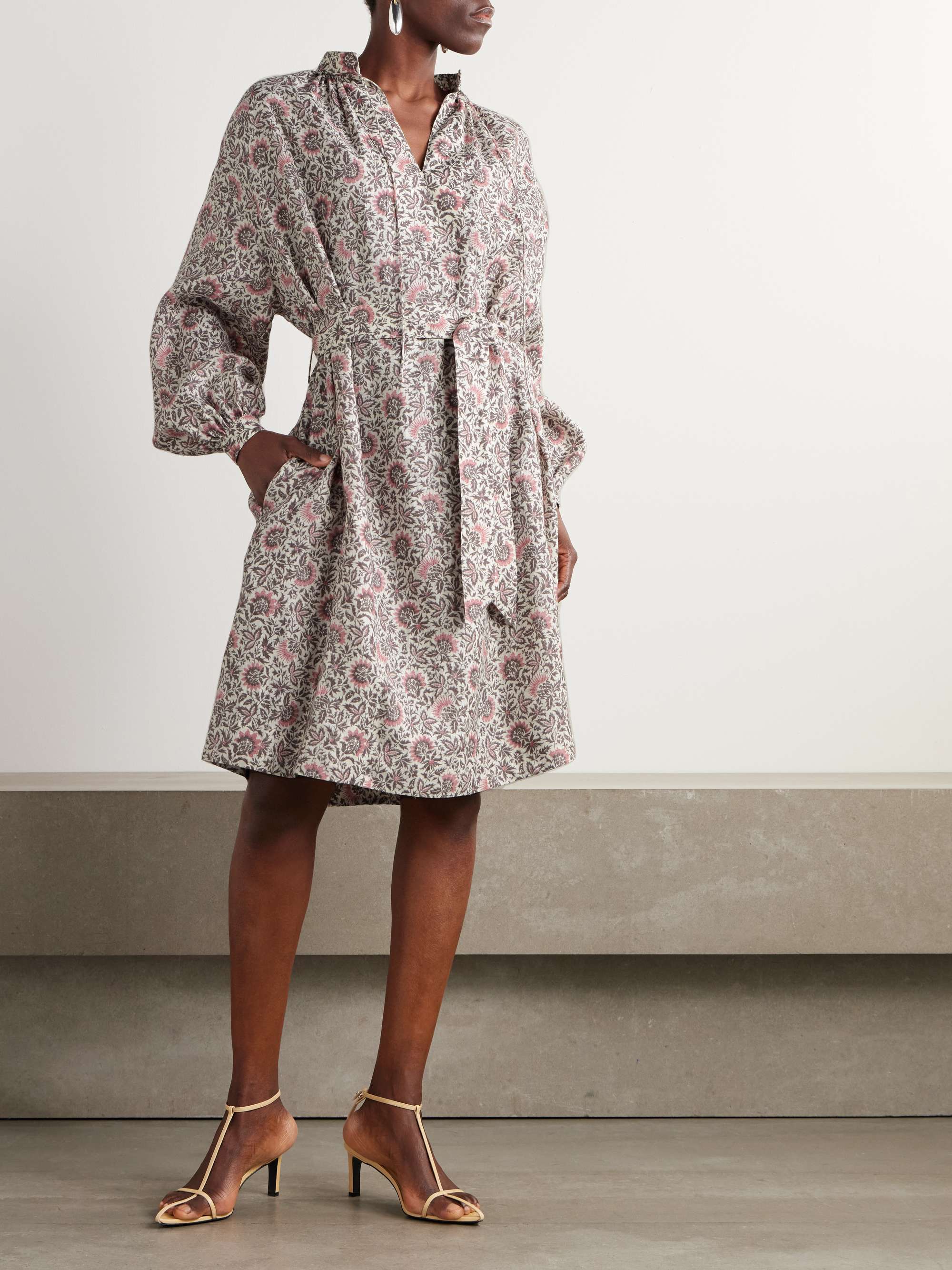 Billie belted floral-print linen-twill mini dress view