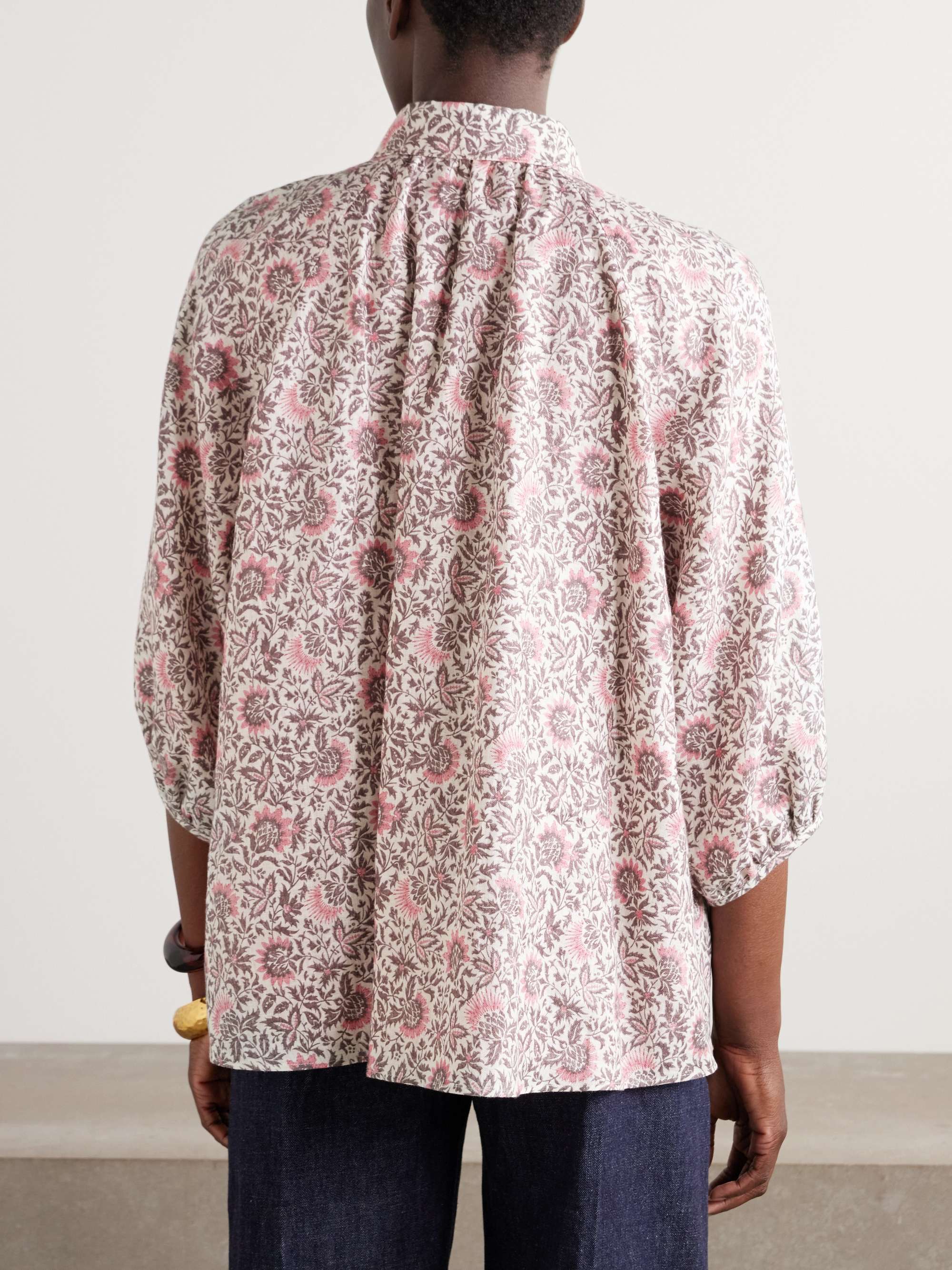Olivia oversized printed linen shirt view