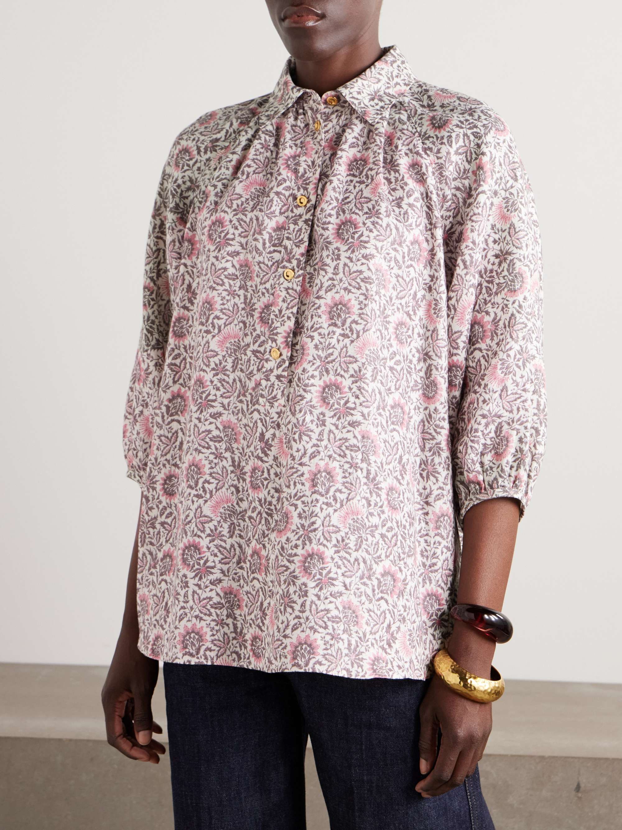 Olivia oversized printed linen shirt view