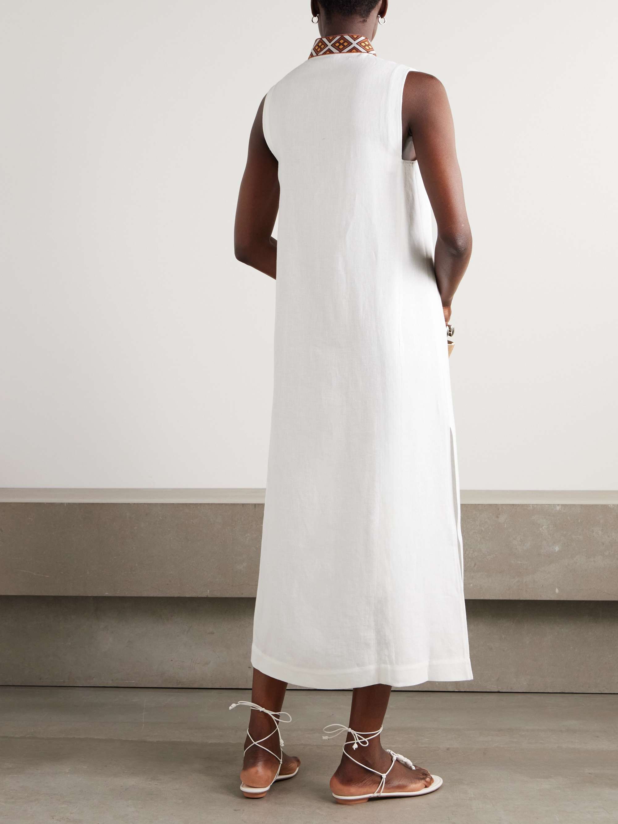 Abril embroidered linen midi dress view