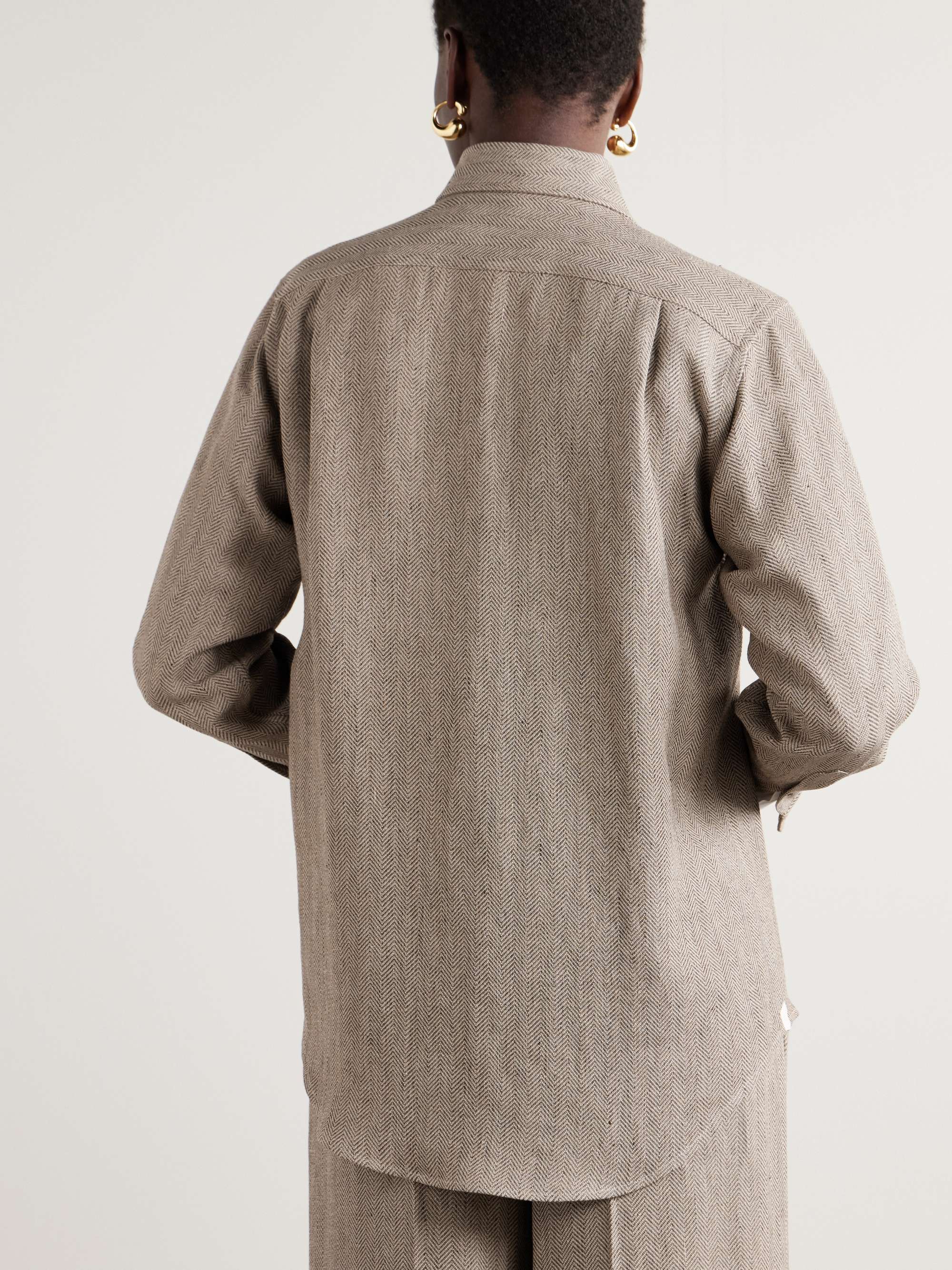 André herringbone linen shirt view