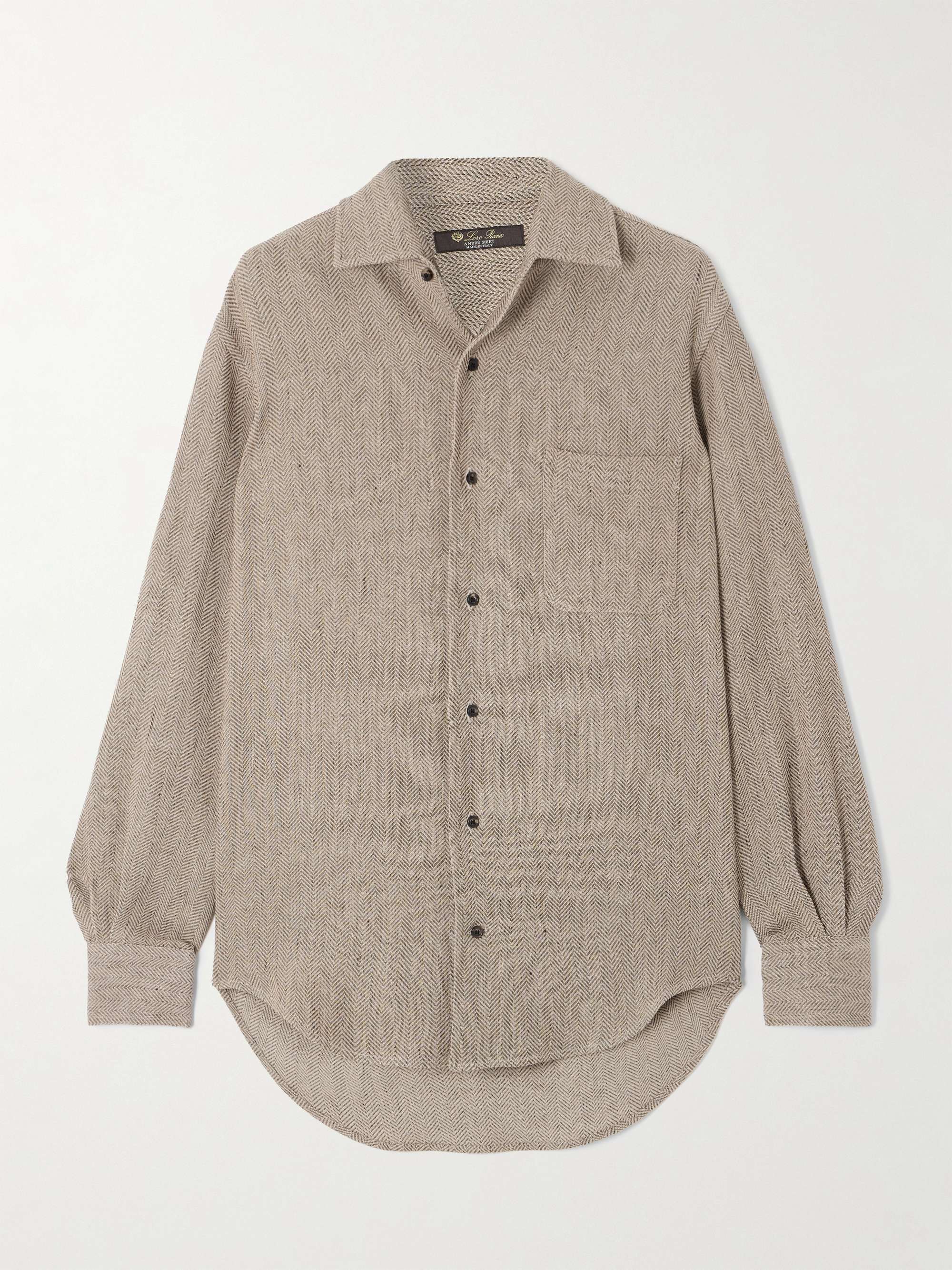 André herringbone linen shirt view