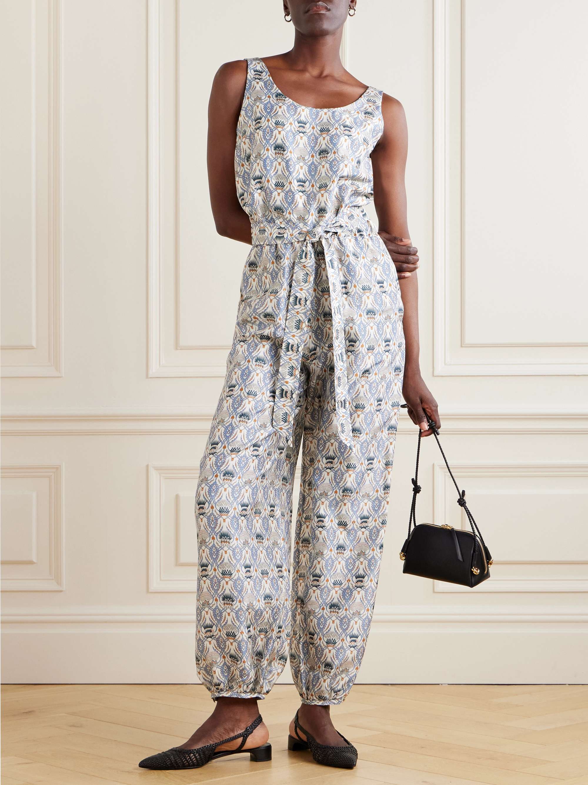 Nadia belted printed silk-satin jumpsuit view