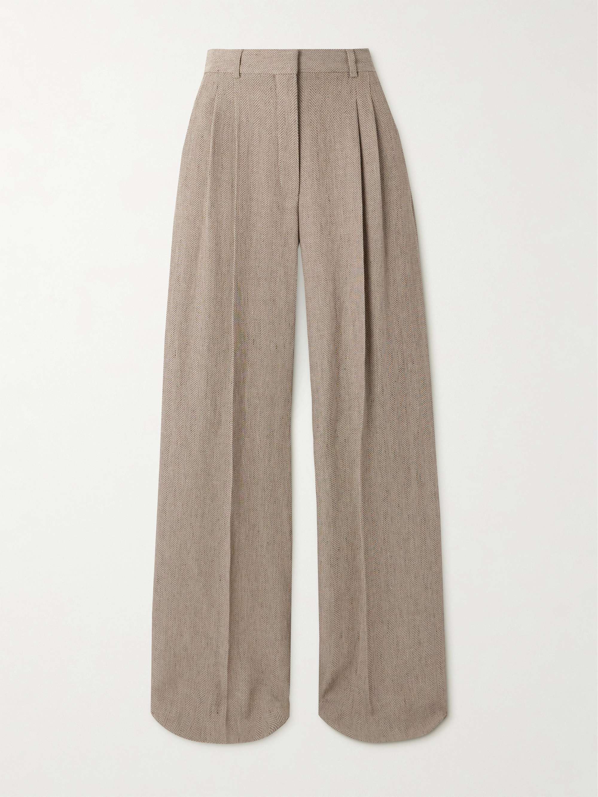 Nyack pleated herringbone linen wide-leg pants view
